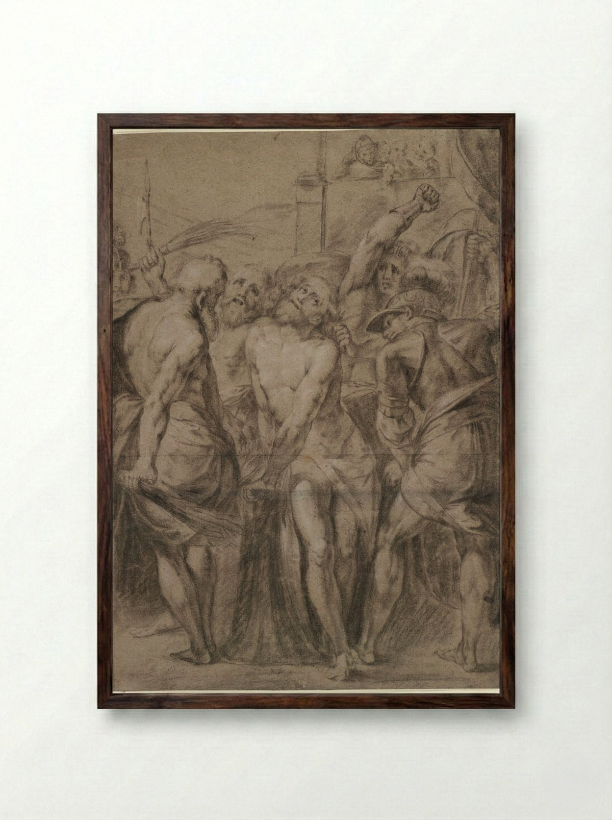 The Flagellation - Giulio Cesare Procaccini - Framed Print Dark Wood