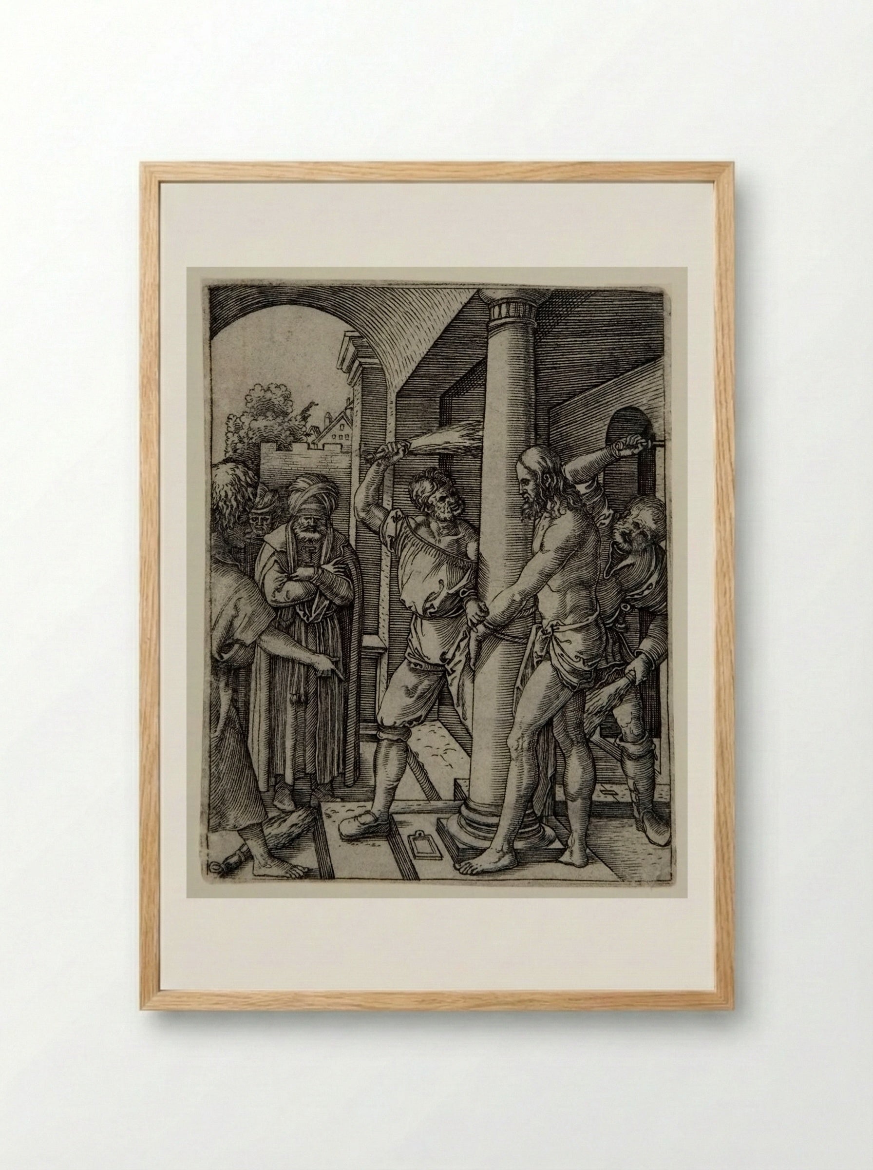 The Flagellation - Marcantonio Raimondi - Framed Print Wood