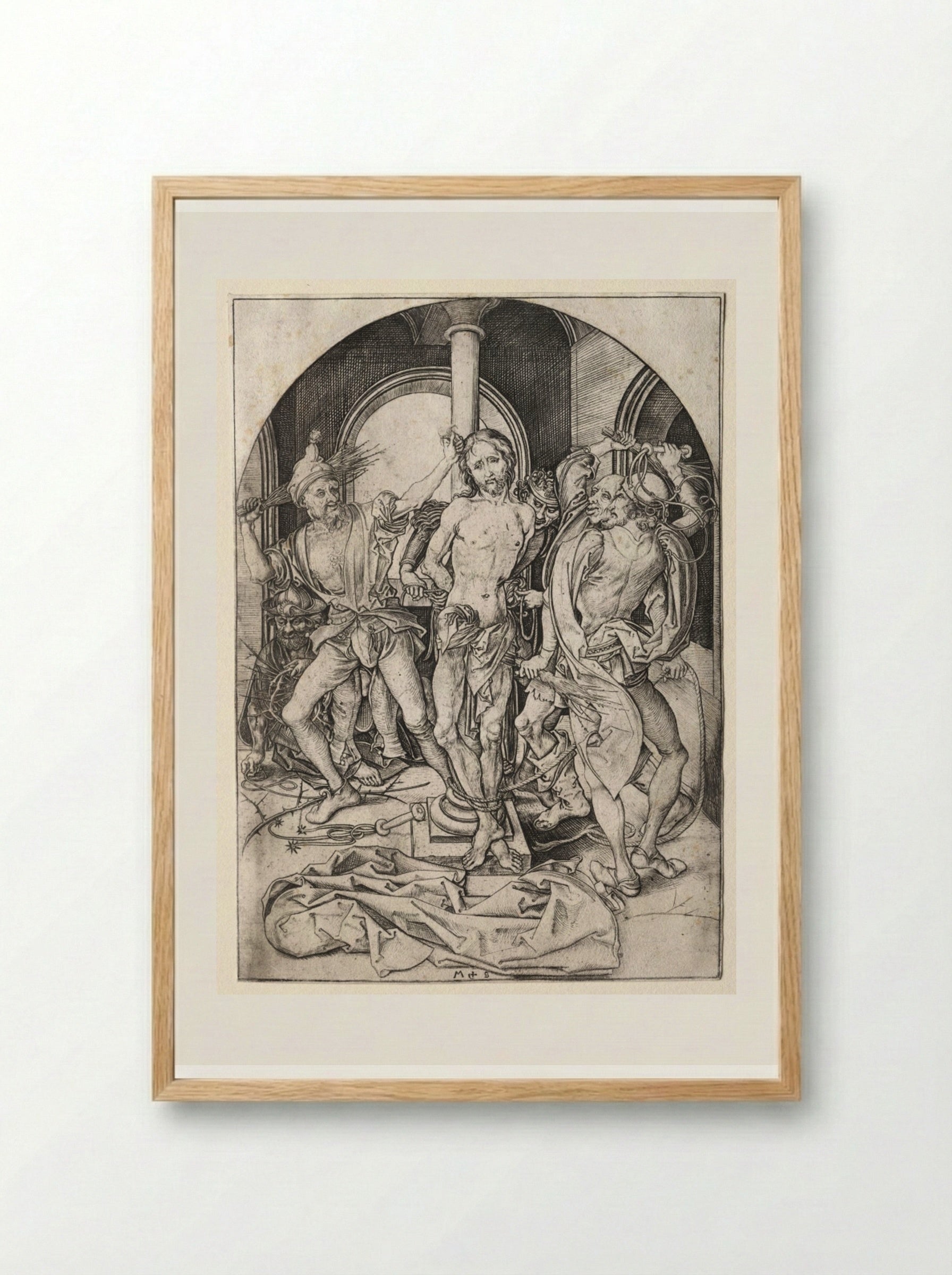 The Flagellation - Martin Schongauer - Framed Print Wood