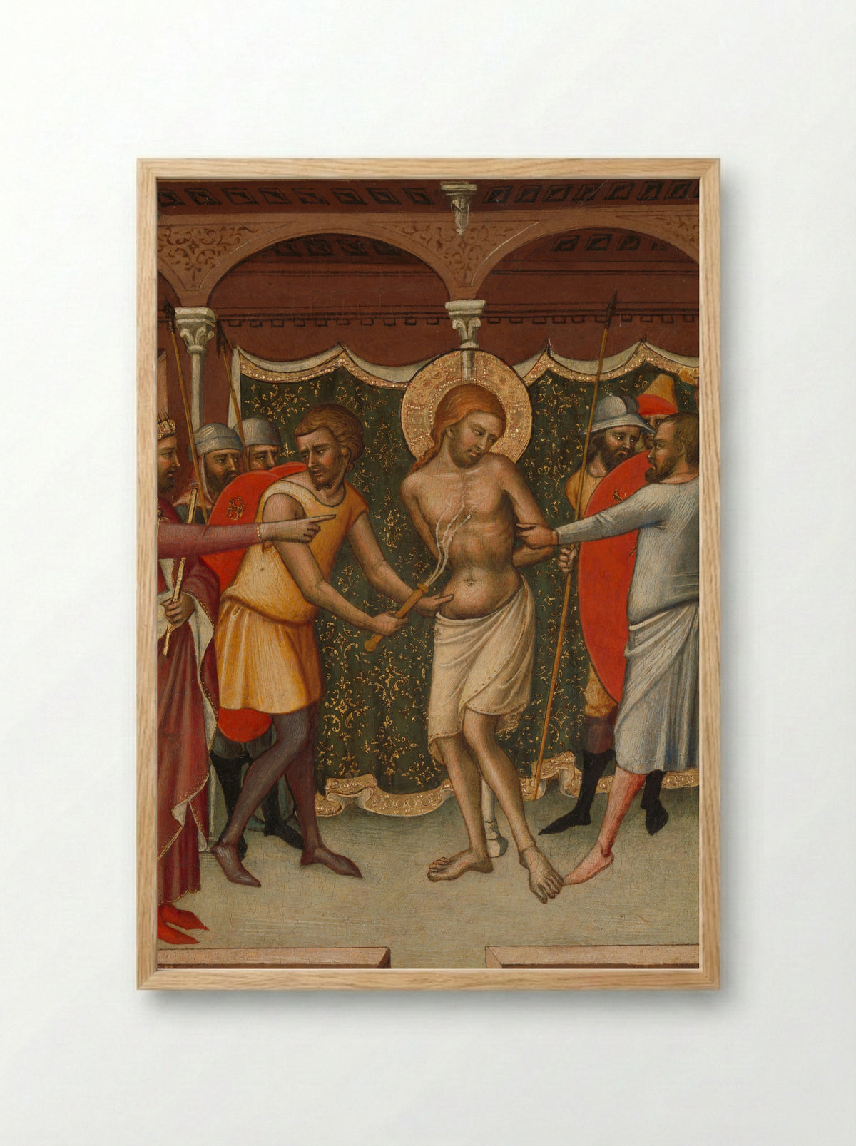 The Flagellation - Luca di Tommè - Framed Print Wood