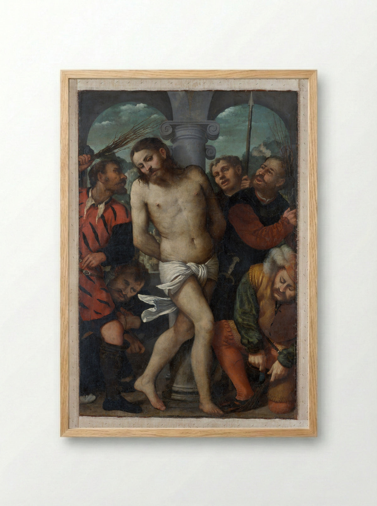 The Flagellation - Girolamo Romanino - Framed Print Wood