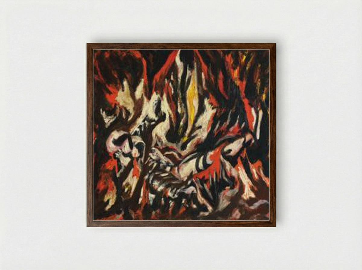 The Flame - Jackson Pollock - Framed Print Dark Wood