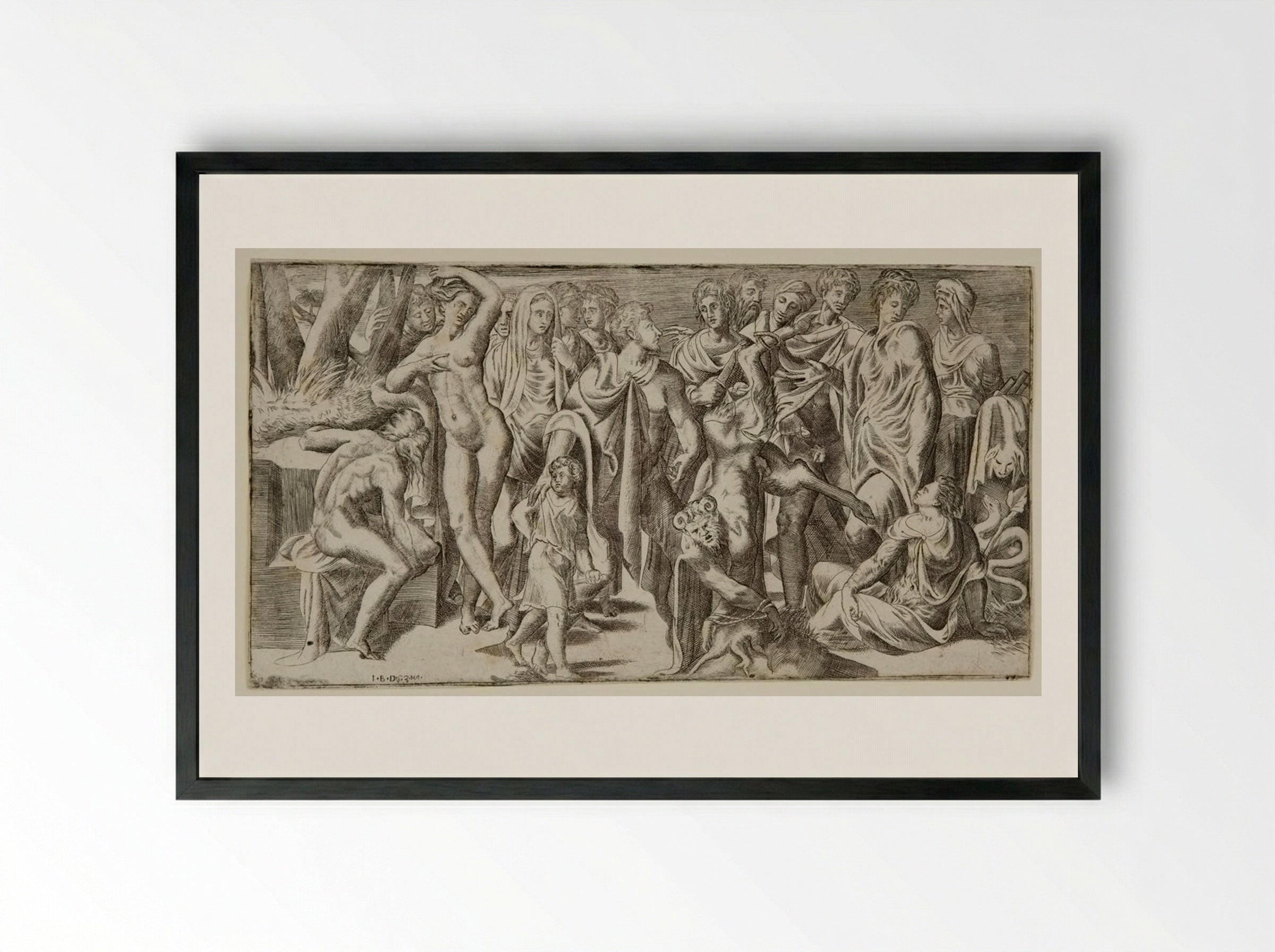 The Flaying of Marsyas - Giulio Bonasone - Framed Print Black