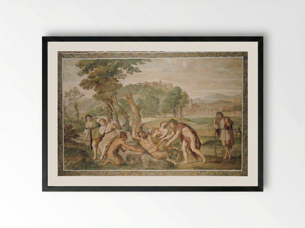 The Flaying of Marsyas - Domenichino - Framed Print Black