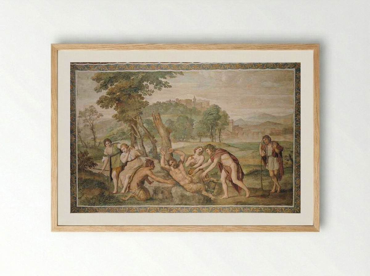 The Flaying of Marsyas - Domenichino - Framed Print Wood