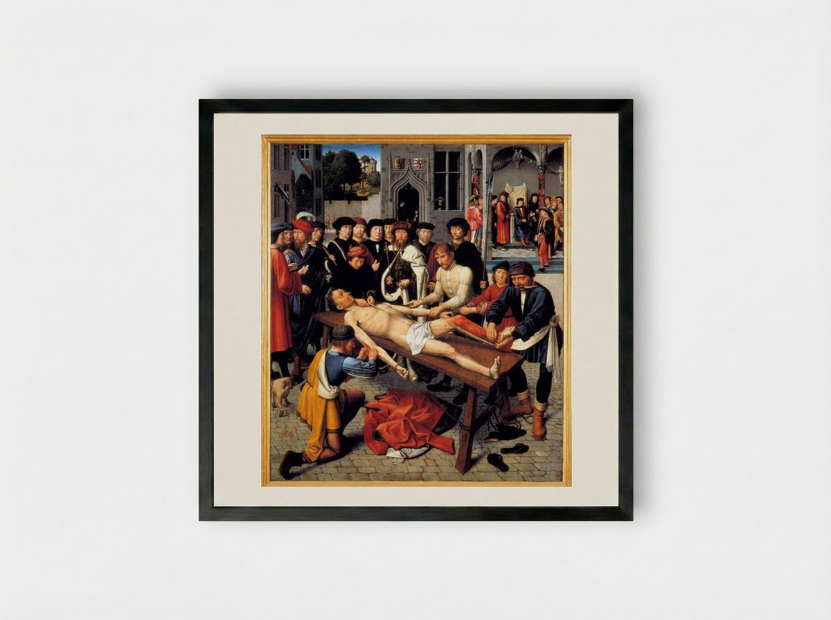 The Flaying of the Corrupt Judge Sisamnes - Gerard David - Framed Print Black