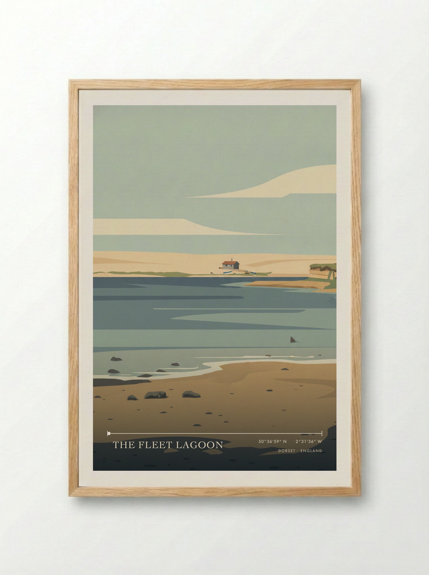 The Fleet Lagoon Dorset England Travel Poster - Framed Print Wood