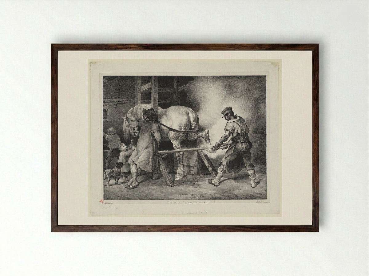 The Flemish Blacksmith - Théodore Géricault - Framed Print Dark Wood