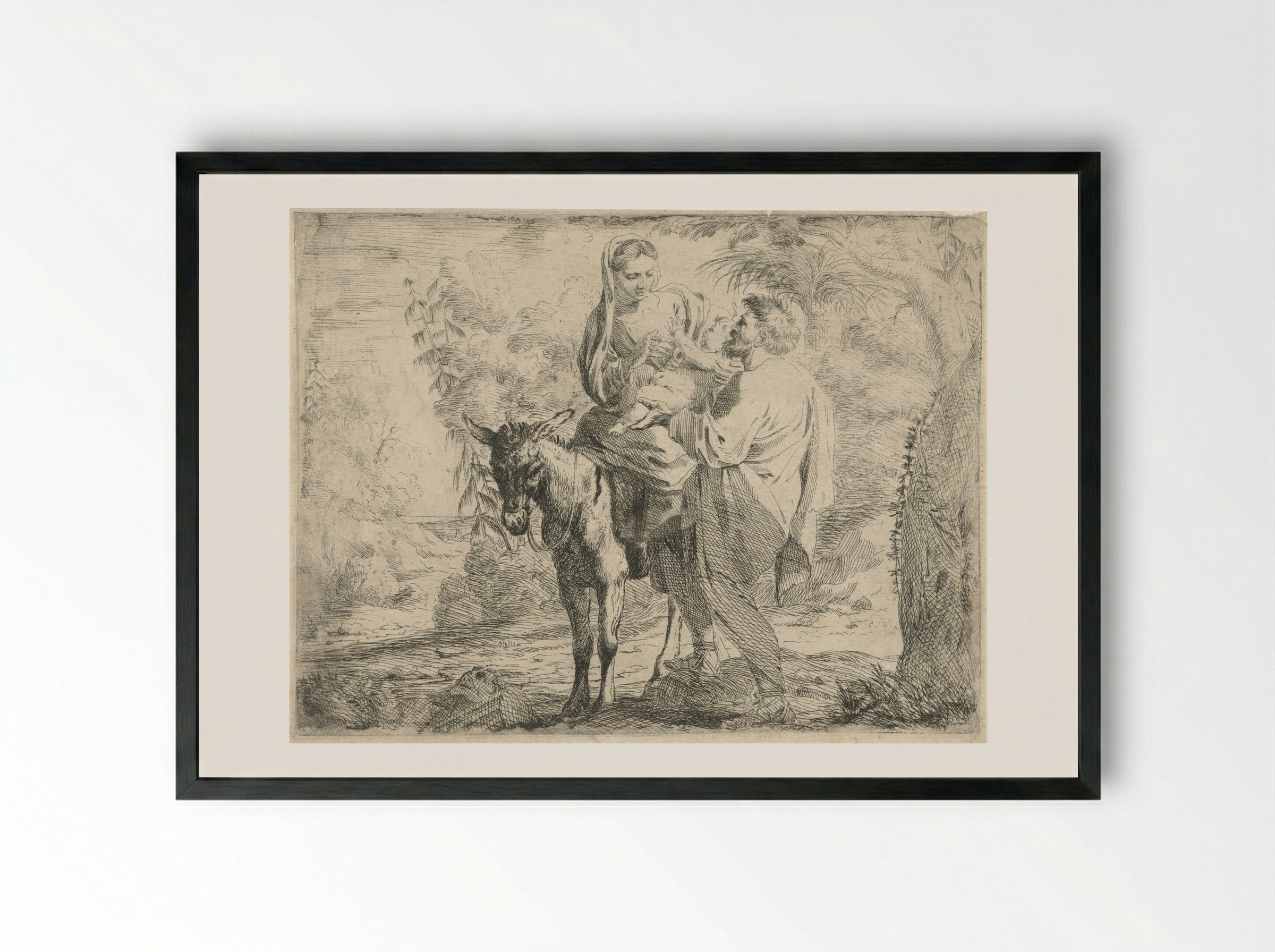 The Flight into Egypt - Jan Miel - Framed Print Black