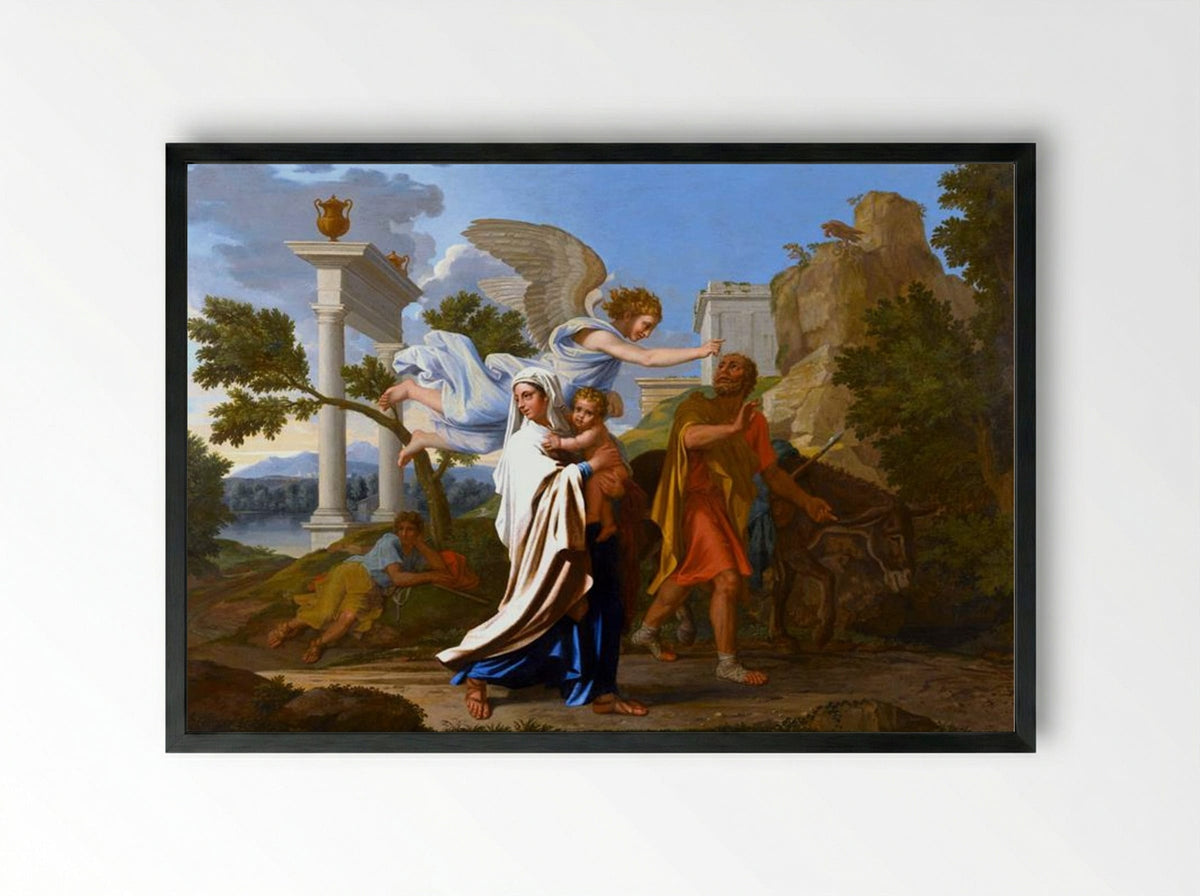 The Flight into Egypt - Nicolas Poussin - Framed Print Black