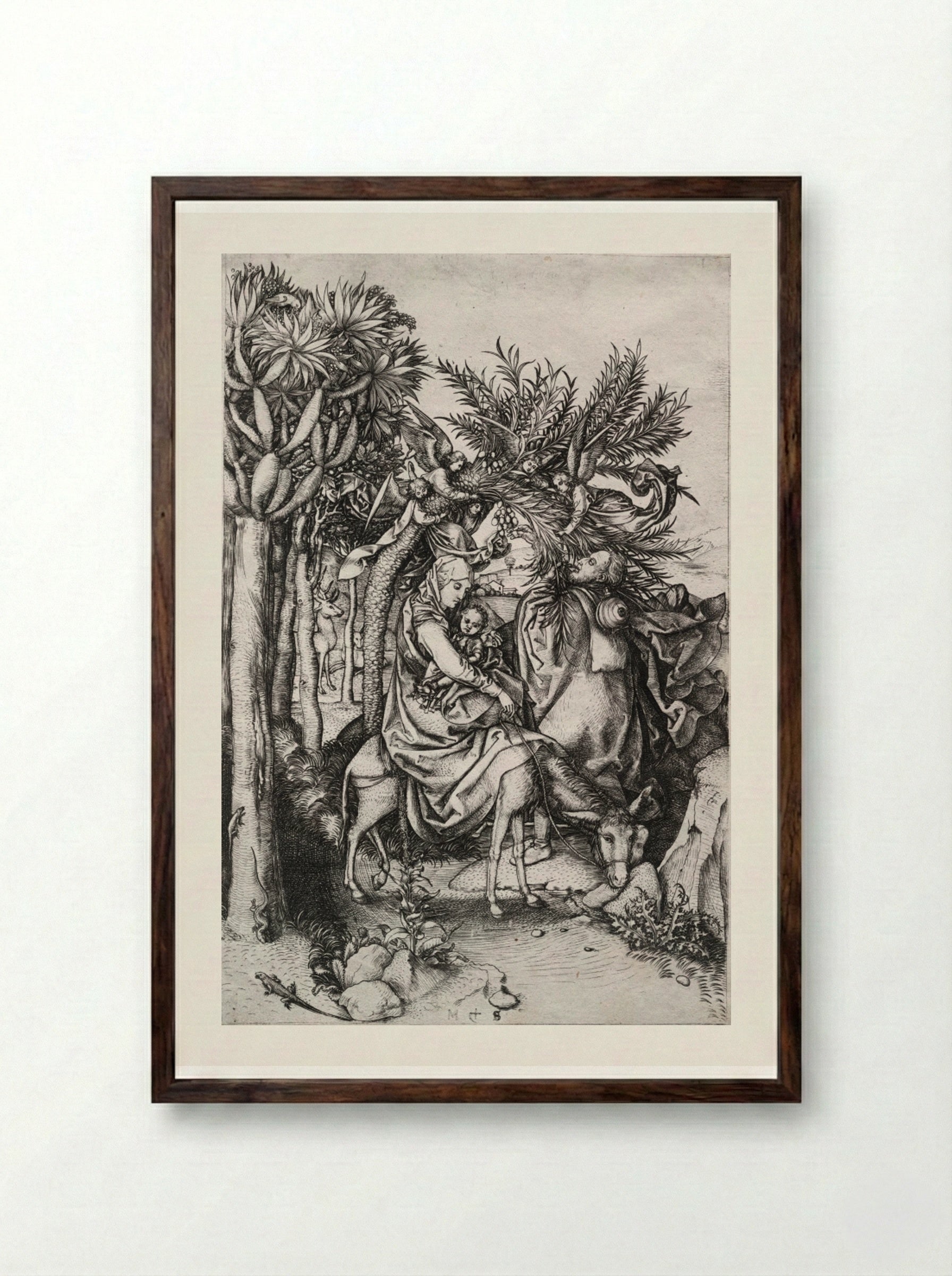 The Flight into Egypt - Martin Schongauer - Framed Print Dark Wood