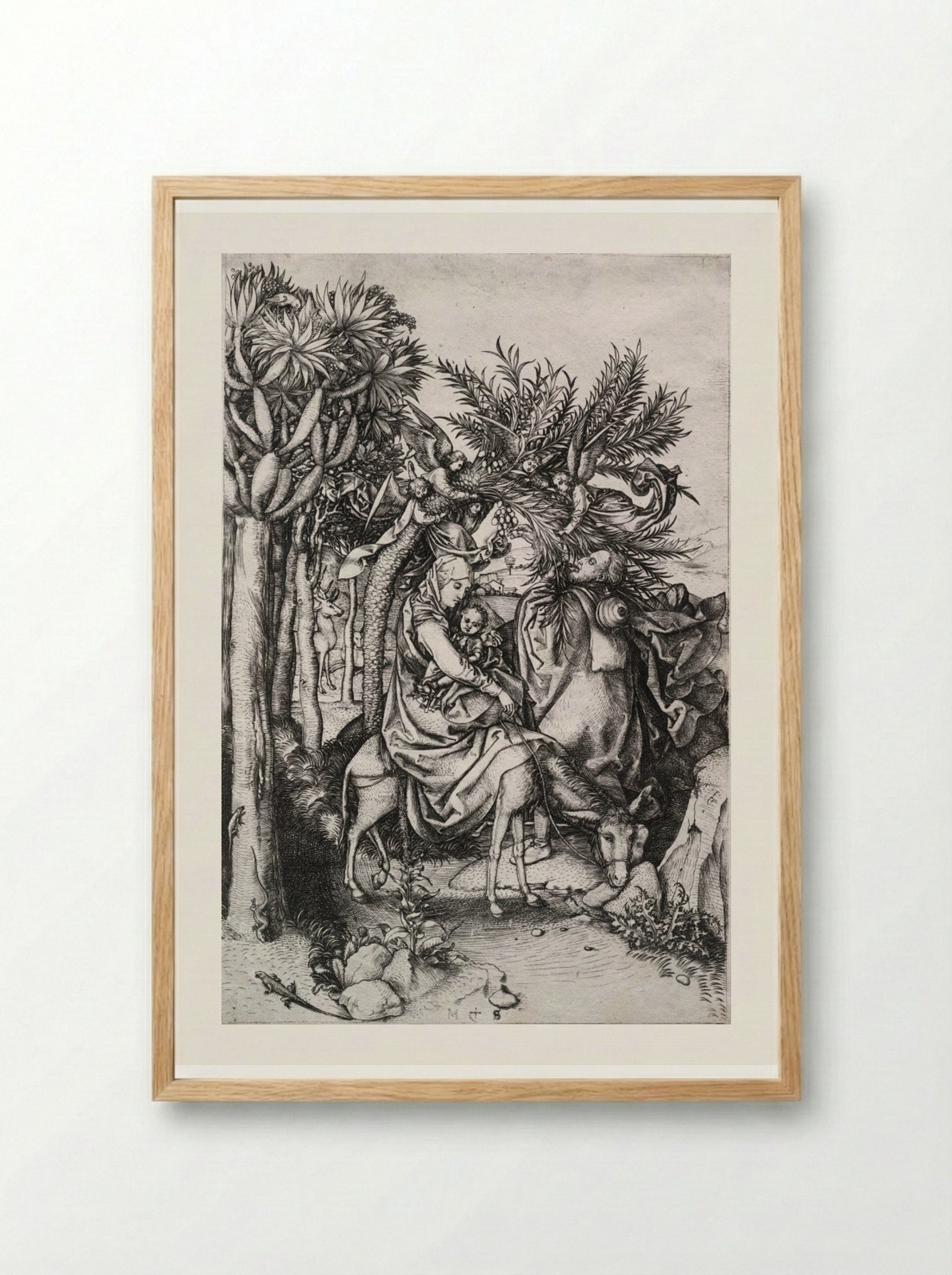 The Flight into Egypt - Martin Schongauer - Framed Print Wood