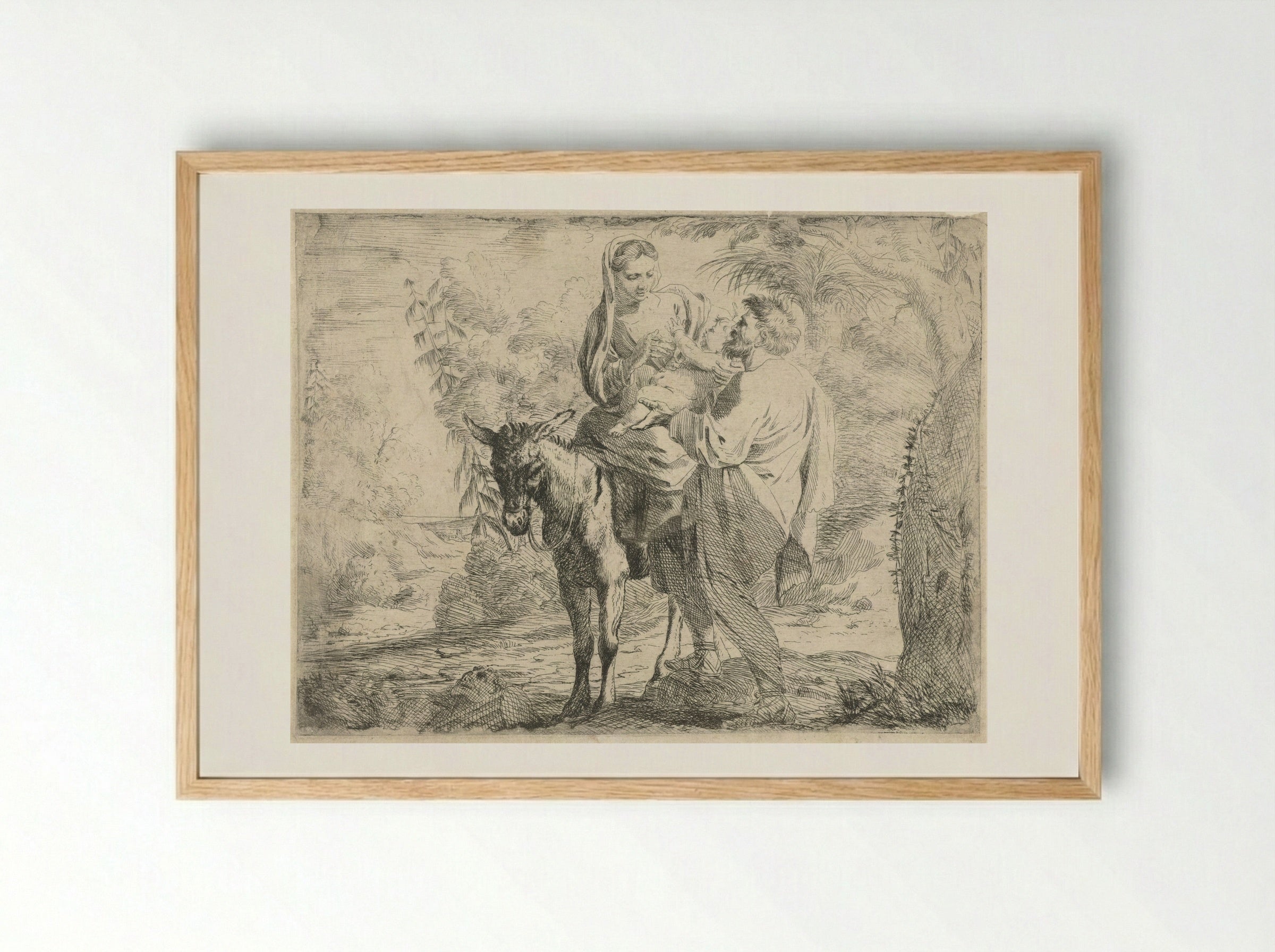 The Flight into Egypt - Jan Miel - Framed Print Wood