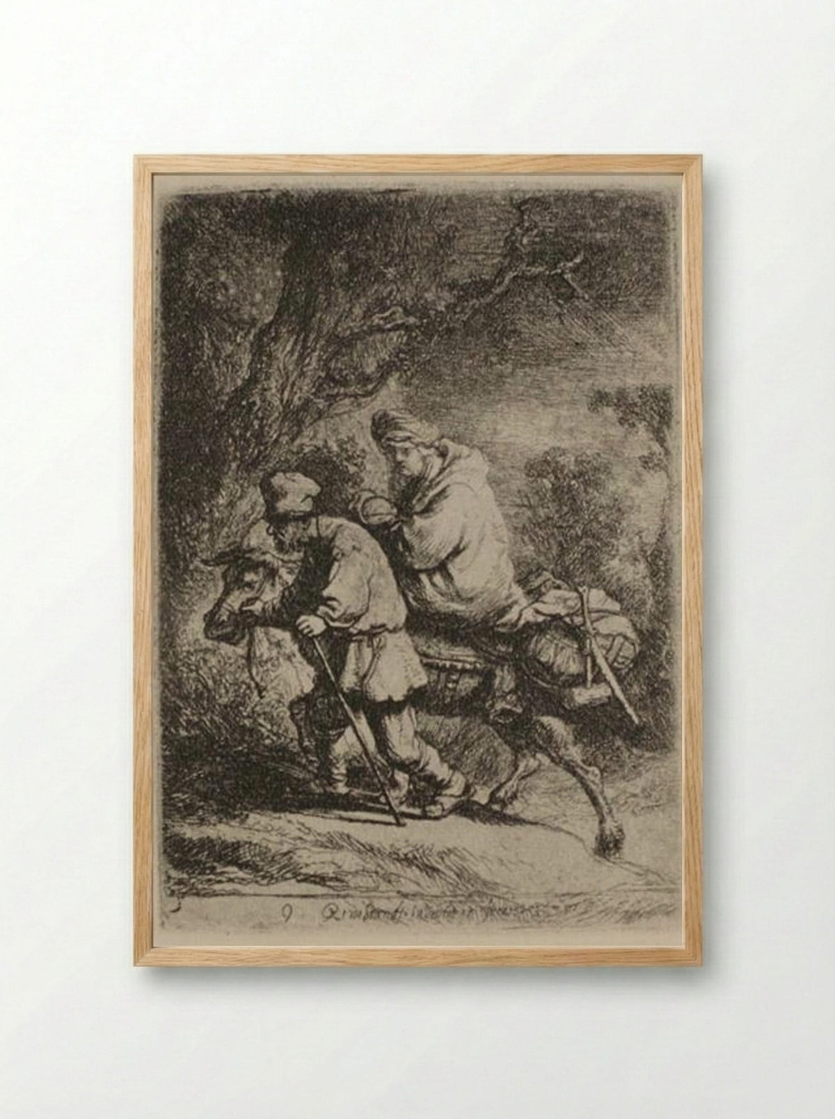 The Flight into Egypt - Rembrandt van Rijn - Framed Print Wood