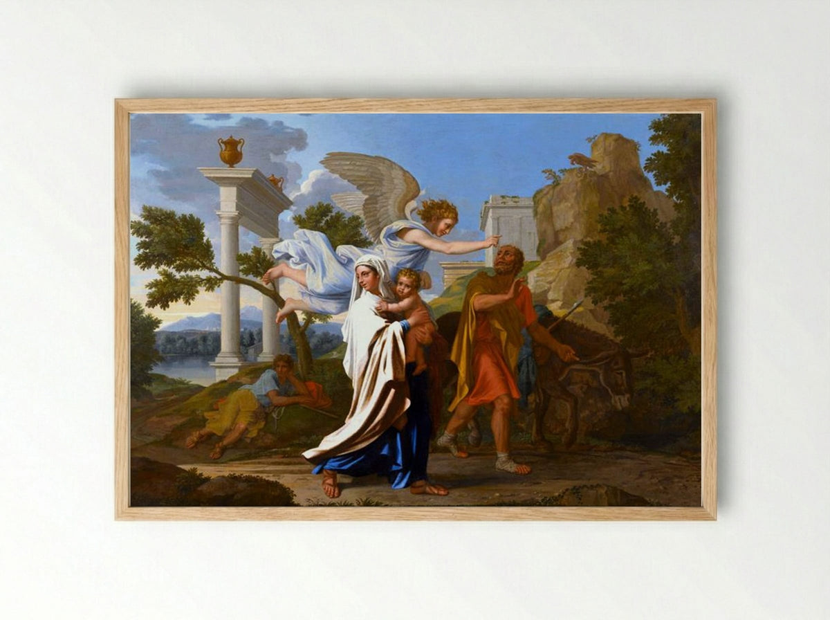 The Flight into Egypt - Nicolas Poussin - Framed Print Wood