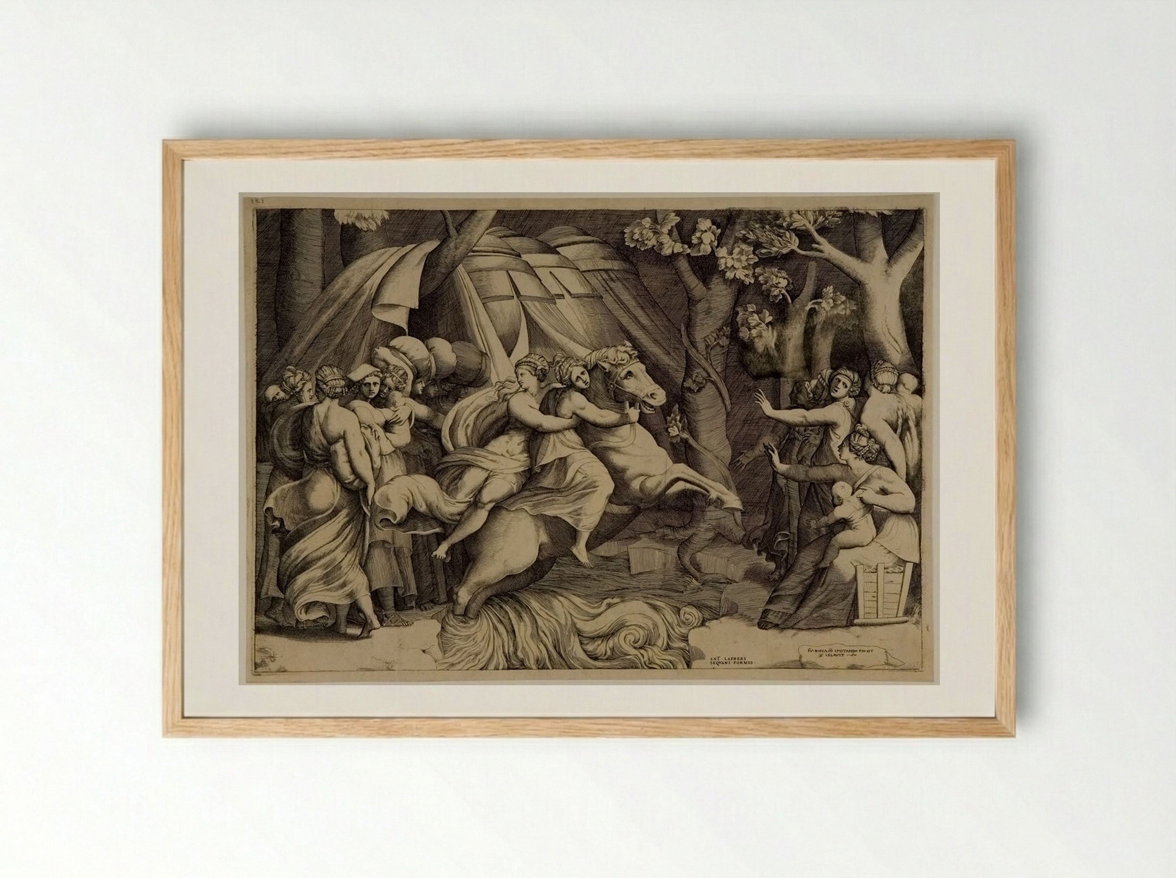 The Flight of Cloelia - Giulio Bonasone - Framed Print Wood