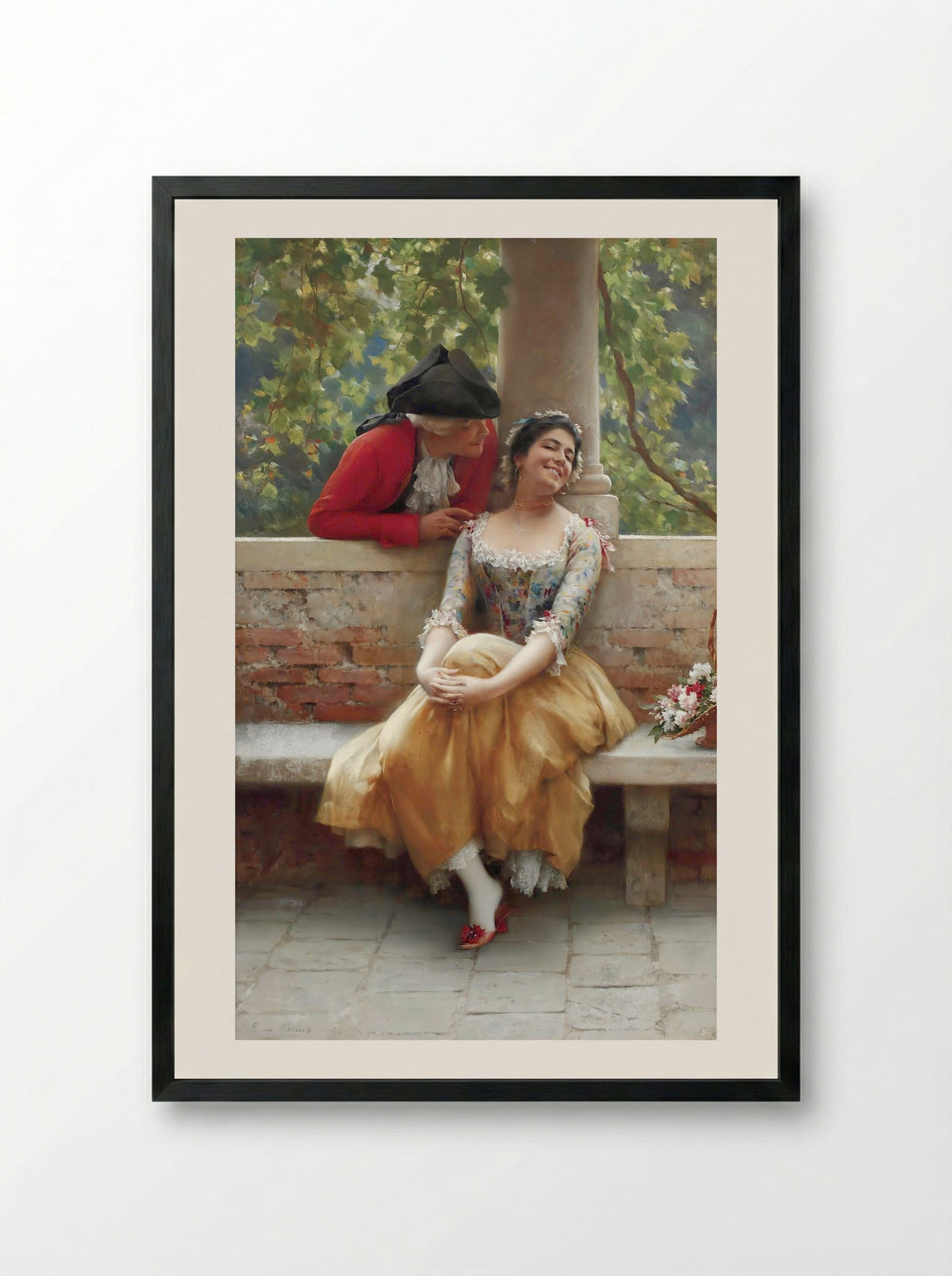 The Flirtation - Eugene de Blaas - Framed Print Black