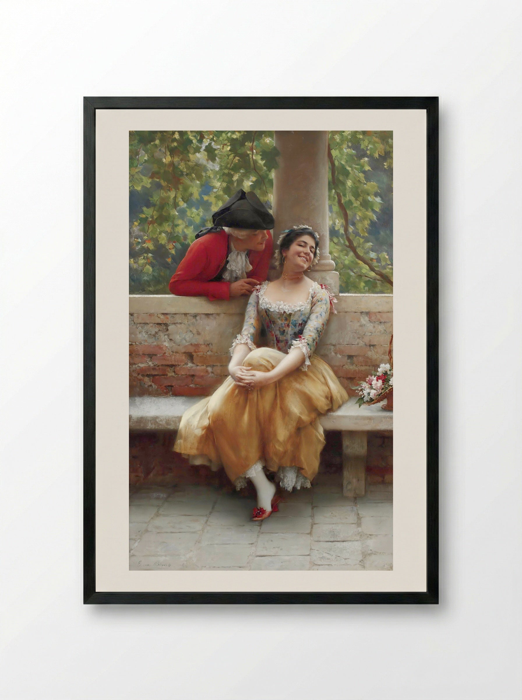 The Flirtation - Eugene de Blaas - Framed Print Black