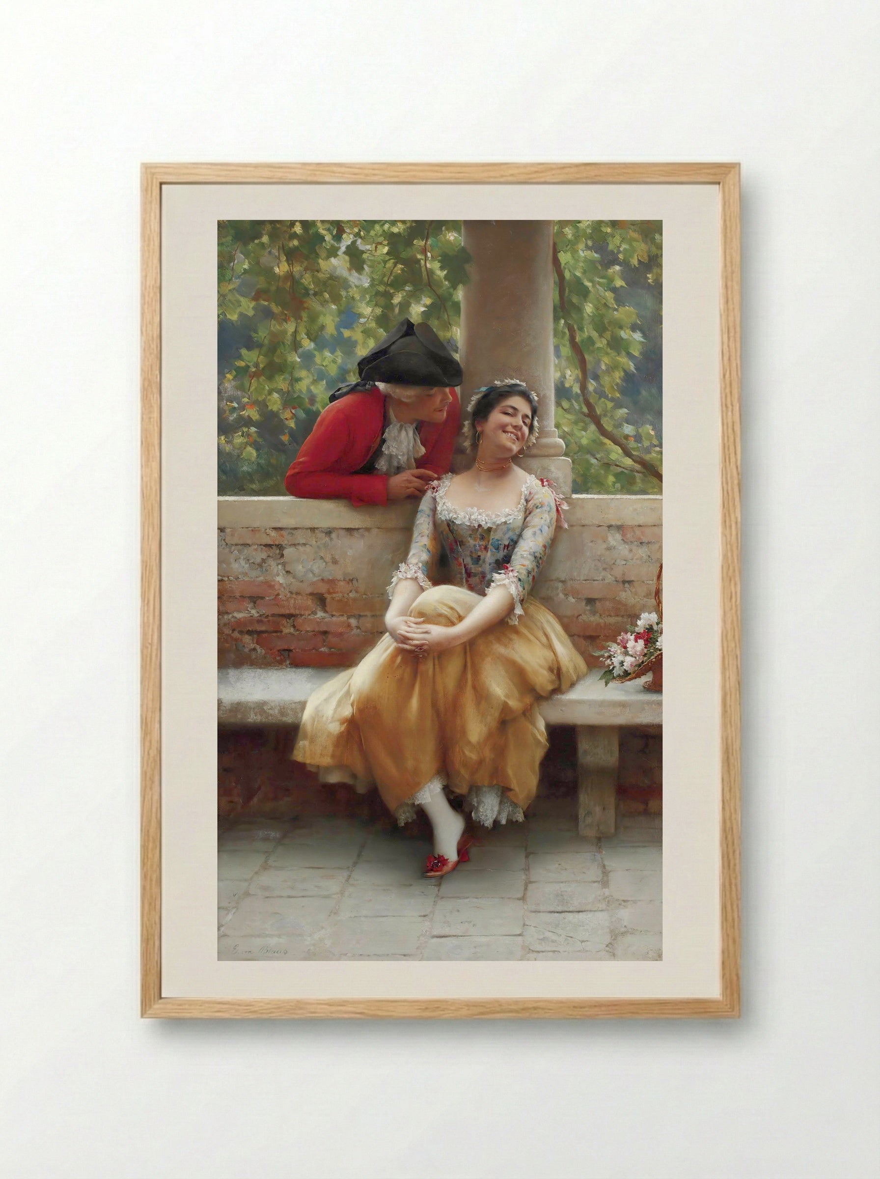 The Flirtation - Eugene de Blaas - Framed Print Wood