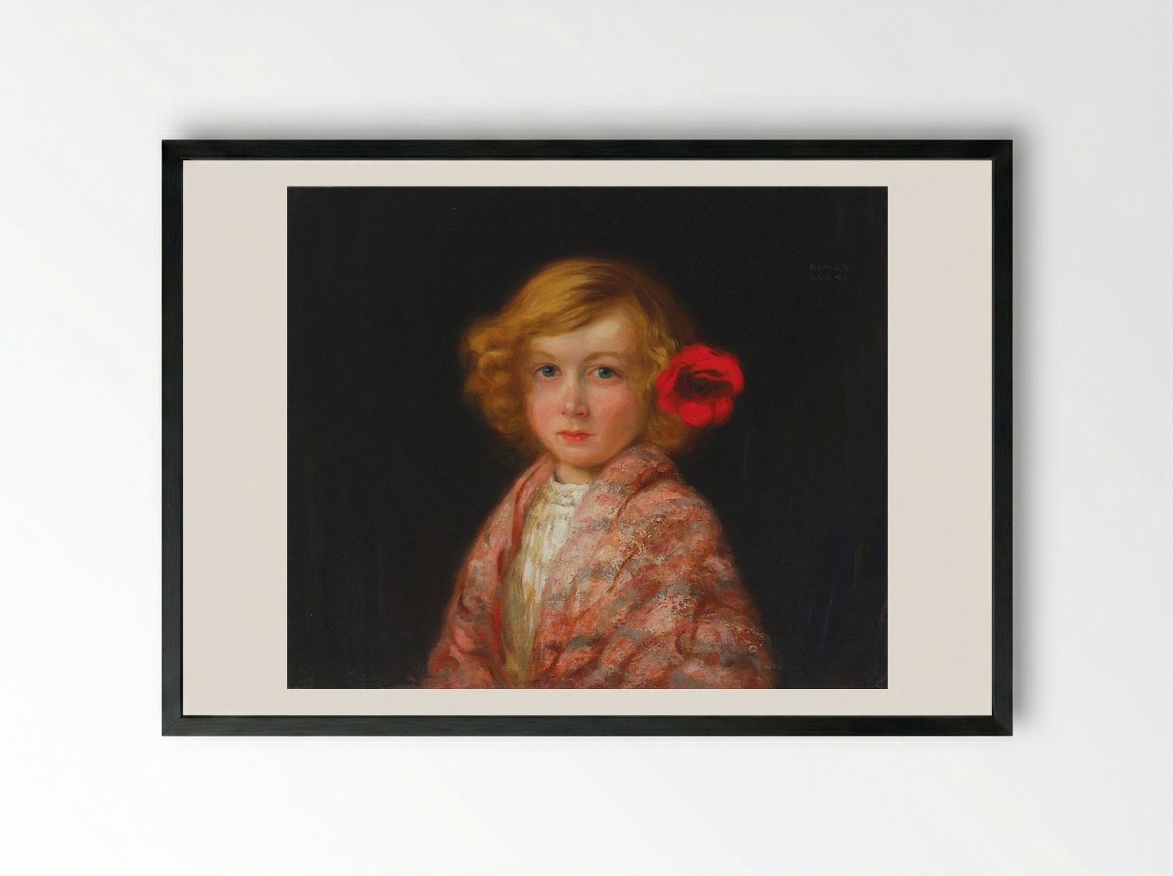 The Flower in the Hair - Kimon Loghi - Framed Print Black