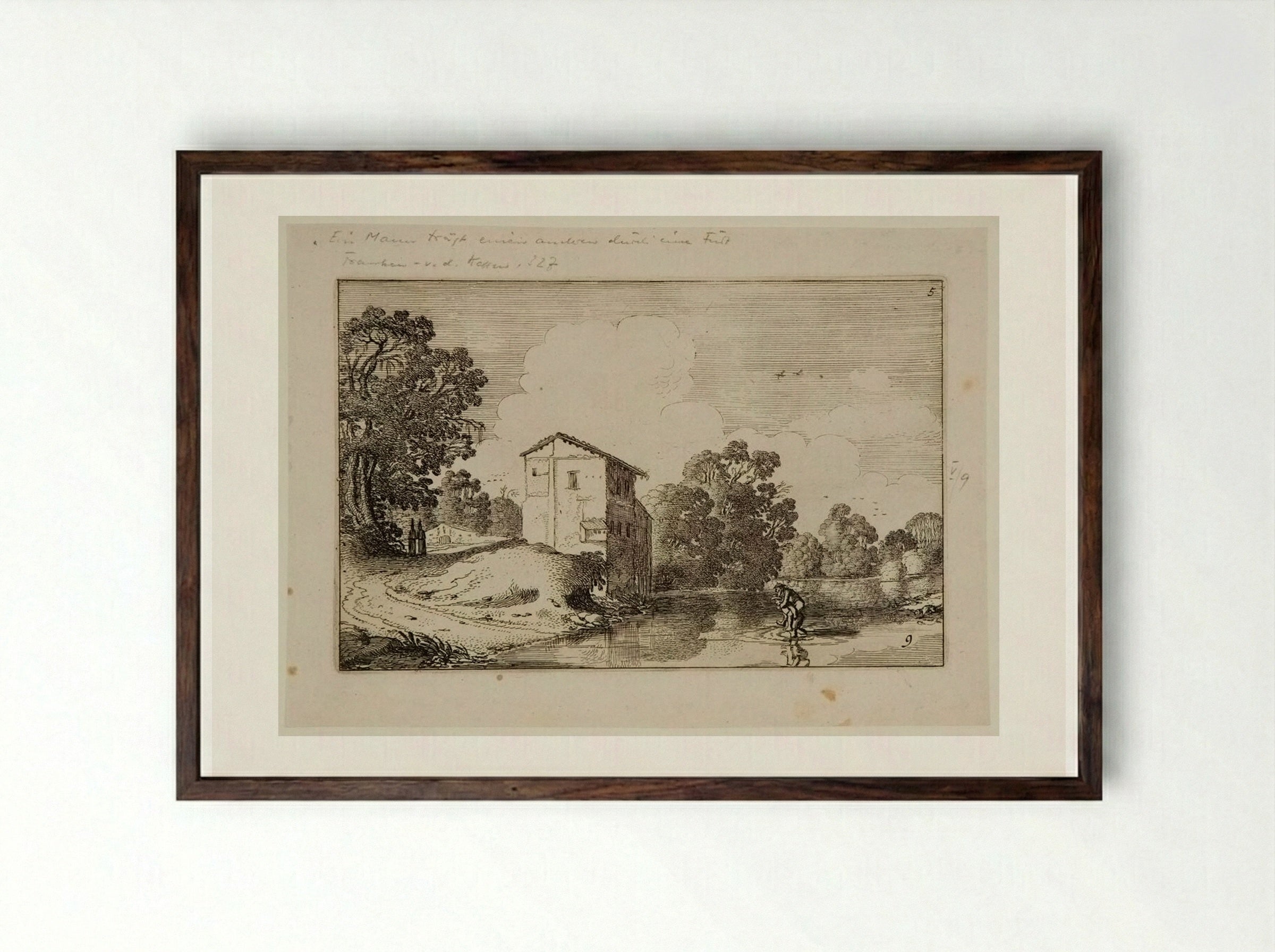 The Ford - Jan van de Velde II - Framed Print Dark Wood