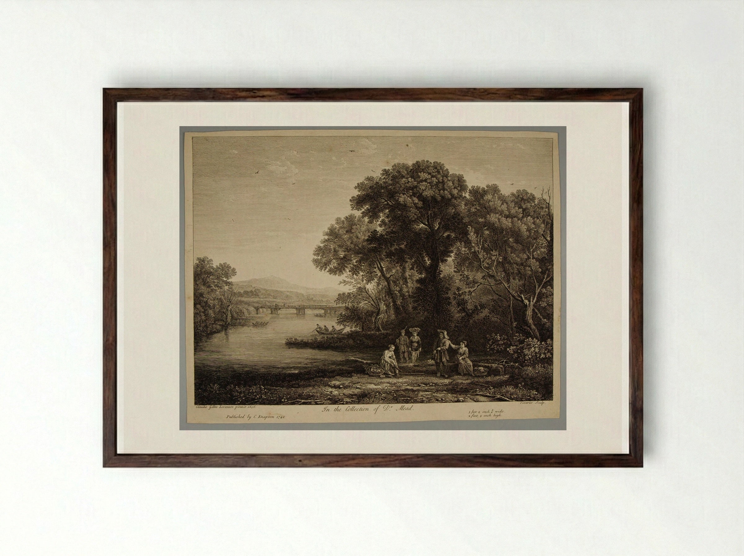 The Ford - François Vivares - Framed Print Dark Wood