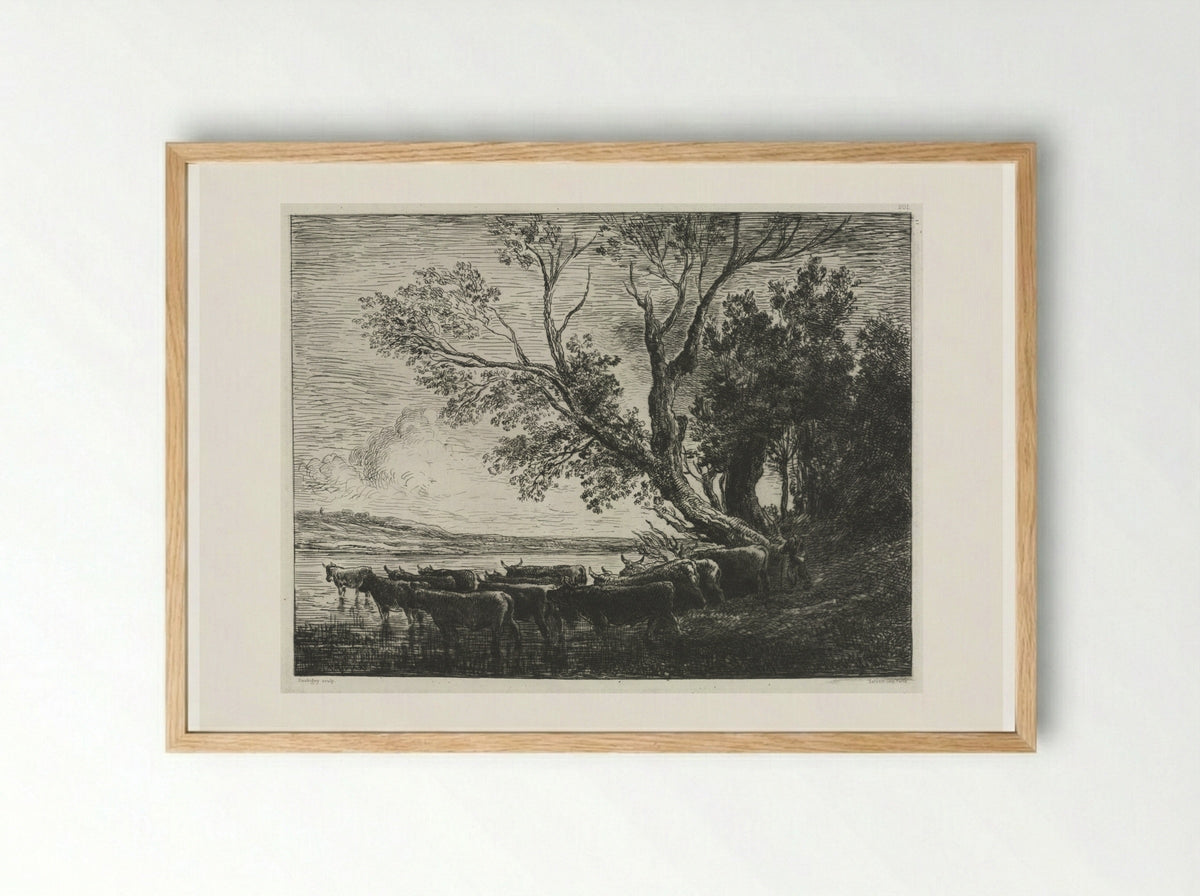 The Ford - Charles-François Daubigny - Framed Print Wood