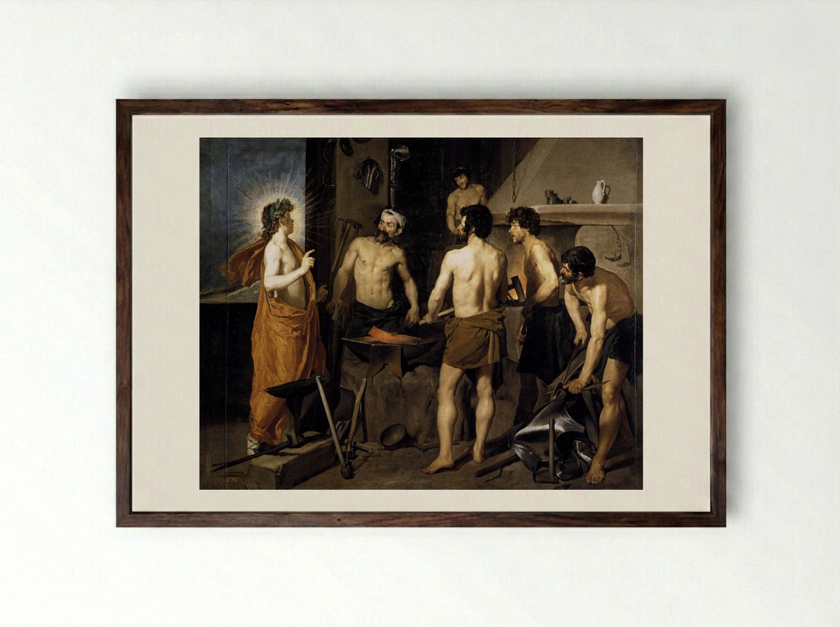 The Forge of Vulcan - Diego Velazquez - Framed Print Dark Wood