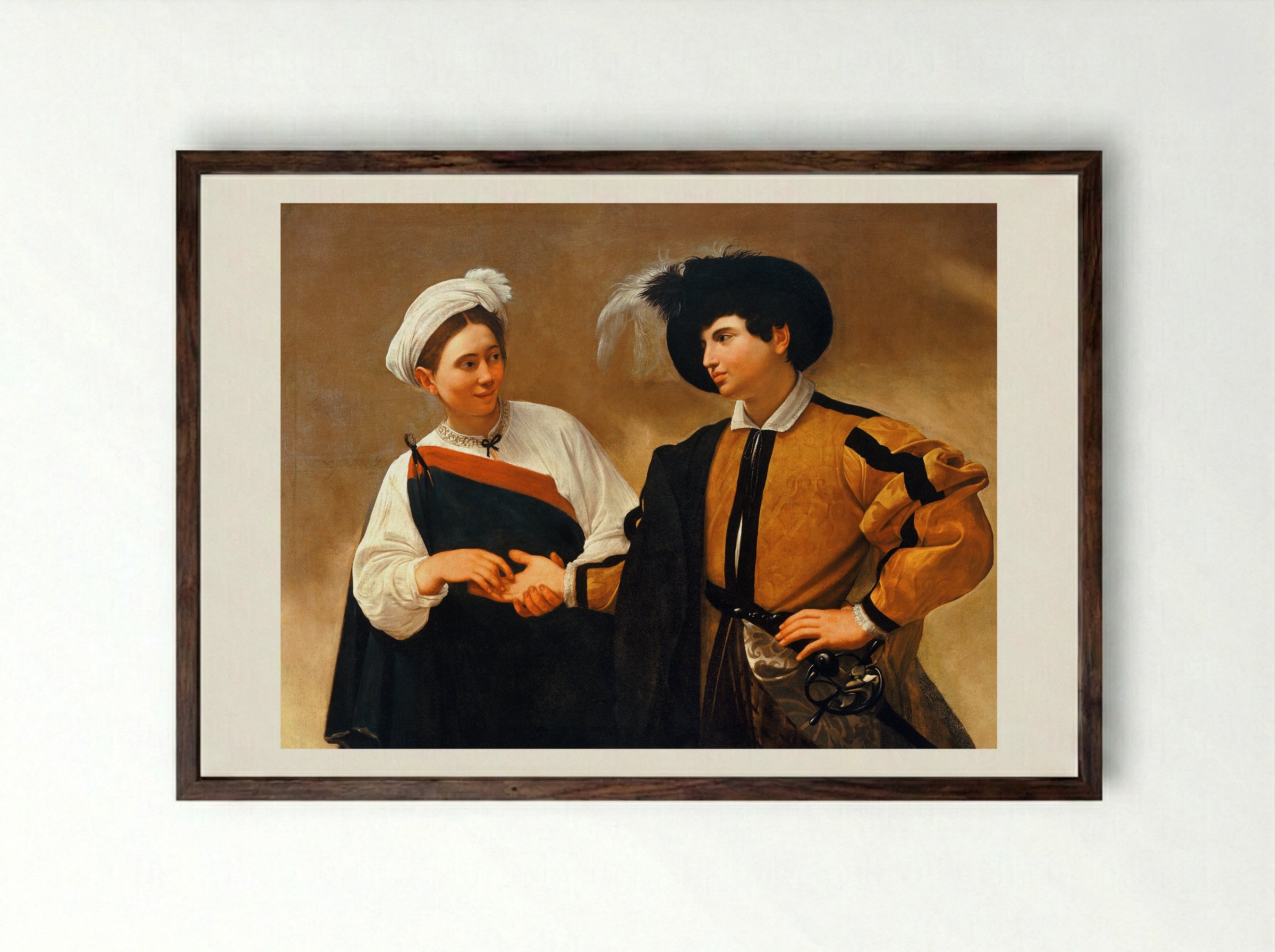 The Fortune Teller - Caravaggio - Framed Print Dark Wood