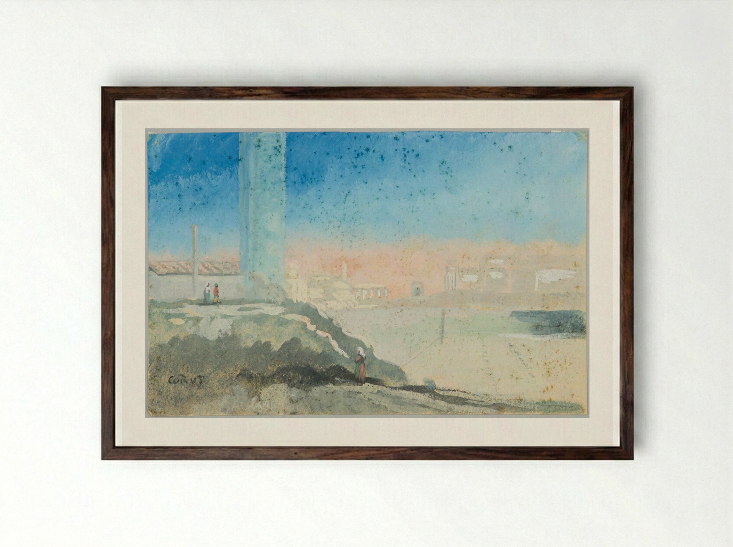 The Forum - Jean-Baptiste-Camille Corot - Framed Print Dark Wood