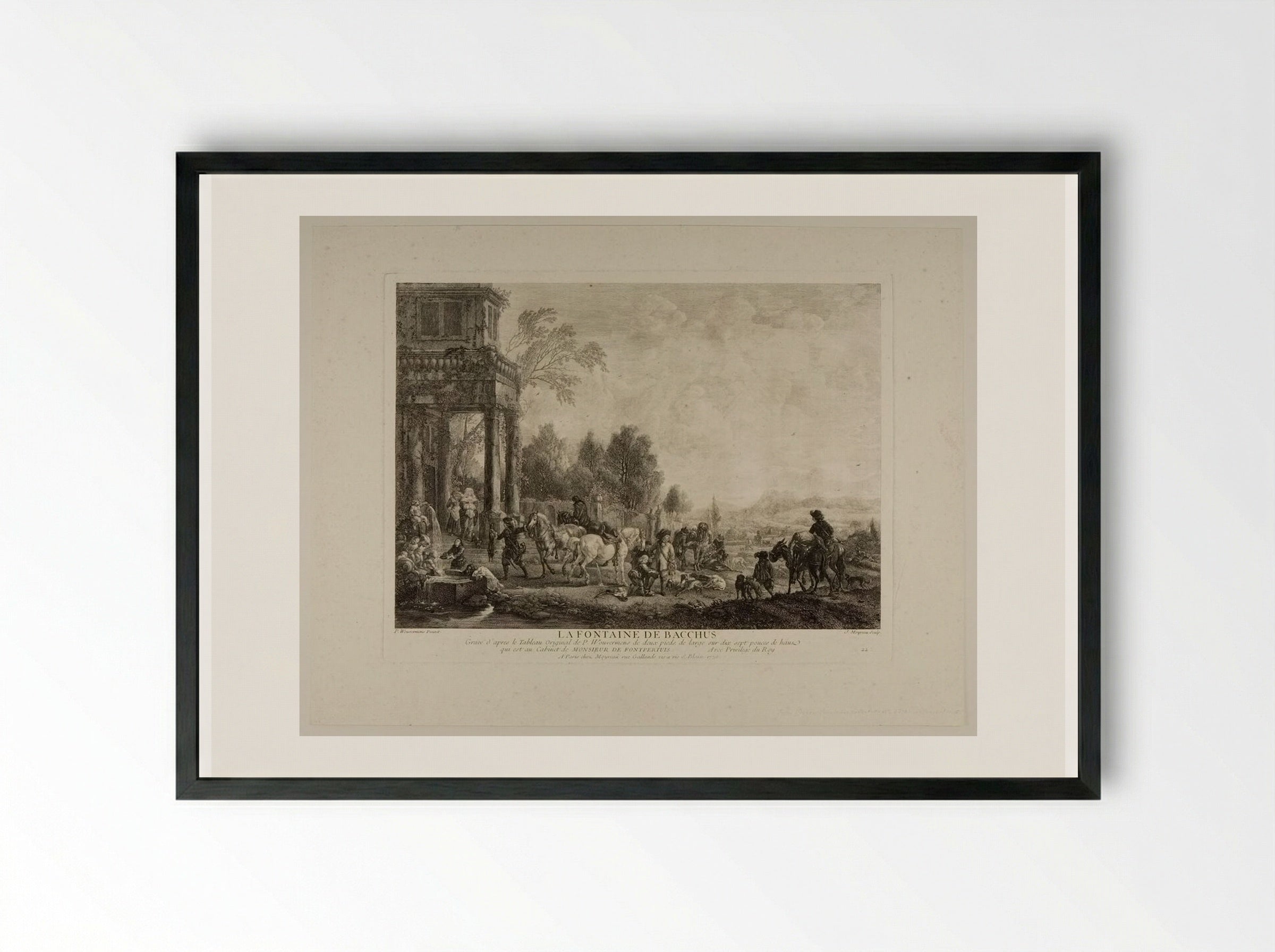 The Fountain of Bacchus - Jean Moyreau - Framed Print Black