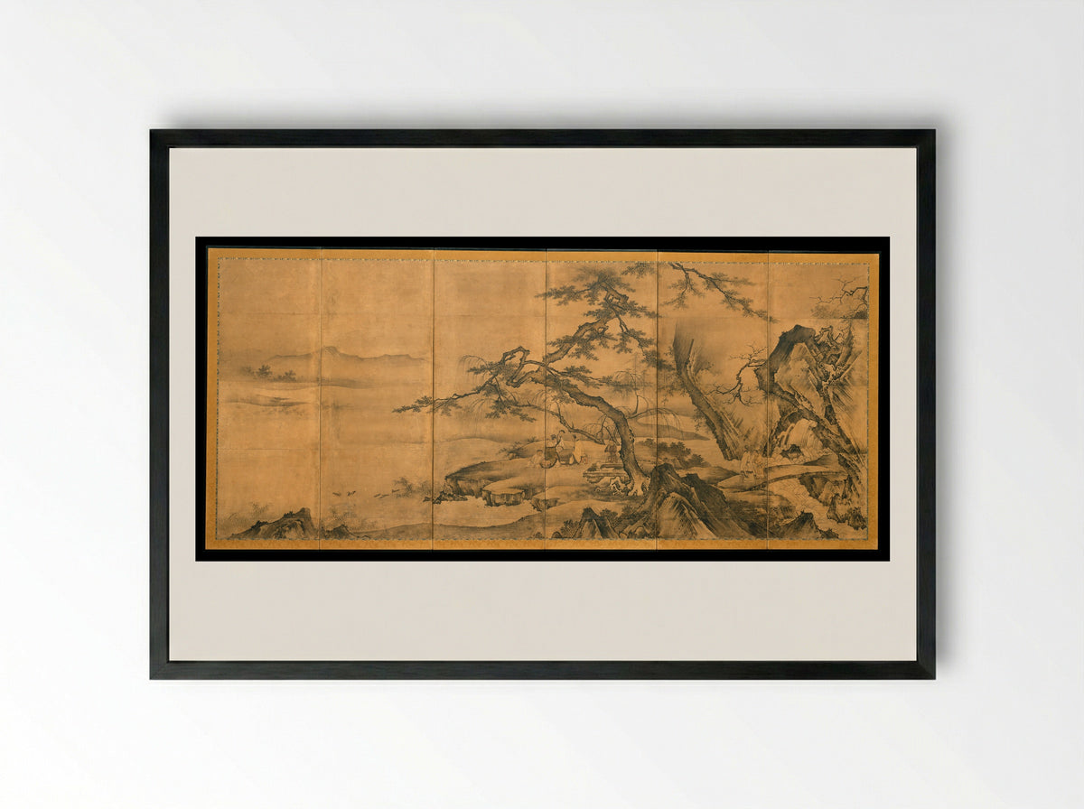 The Four Accomplishments - Kano Motonobu - Framed Print Black