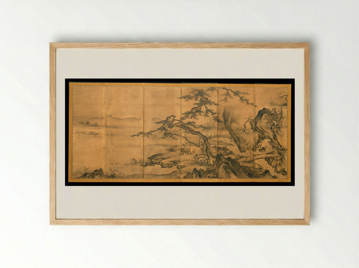 The Four Accomplishments - Kano Motonobu - Framed Print Wood
