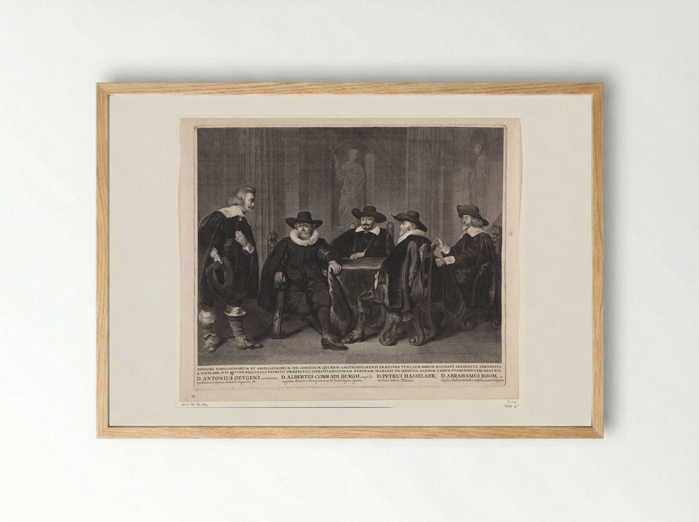 The Four Amsterdam Burgomasters Awaiting the Arrival of Maria de' Medici - Jonas Suyderhoef - Framed Print Wood