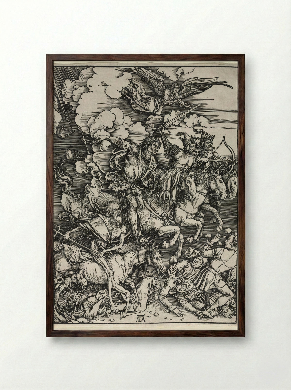 The Four Horsemen, from The Apocalypse - Albrecht Dürer - Framed Print Dark Wood