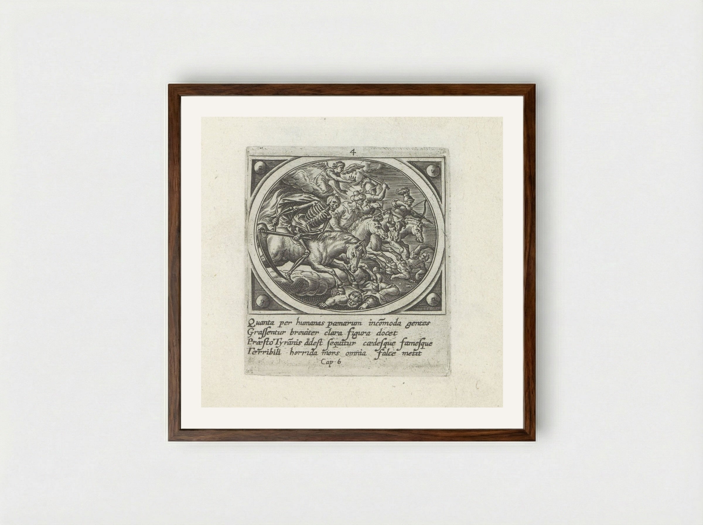 The Four Horsemen of the Apocalypse - Gerard de Jode - Framed Print Dark Wood