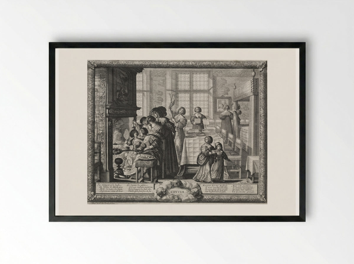 The Four Seasons: Winter - Abraham Bosse - Framed Print Black