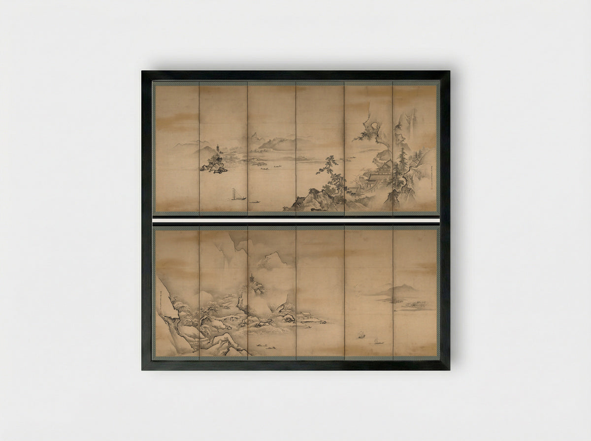 The Four Seasons - Kano Tan'yū - Framed Print Black