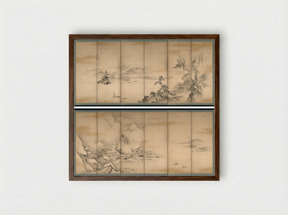 The Four Seasons - Kano Tan'yū - Framed Print Dark Wood