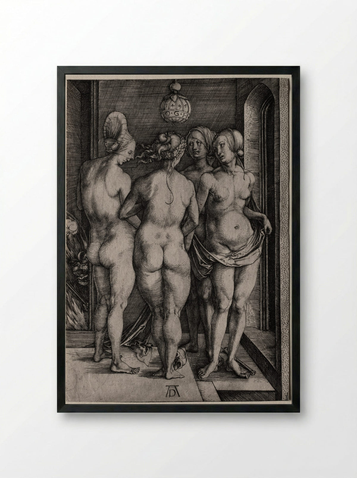 The Four Witches (Four Naked Women) - Albrecht Dürer - Framed Print Black