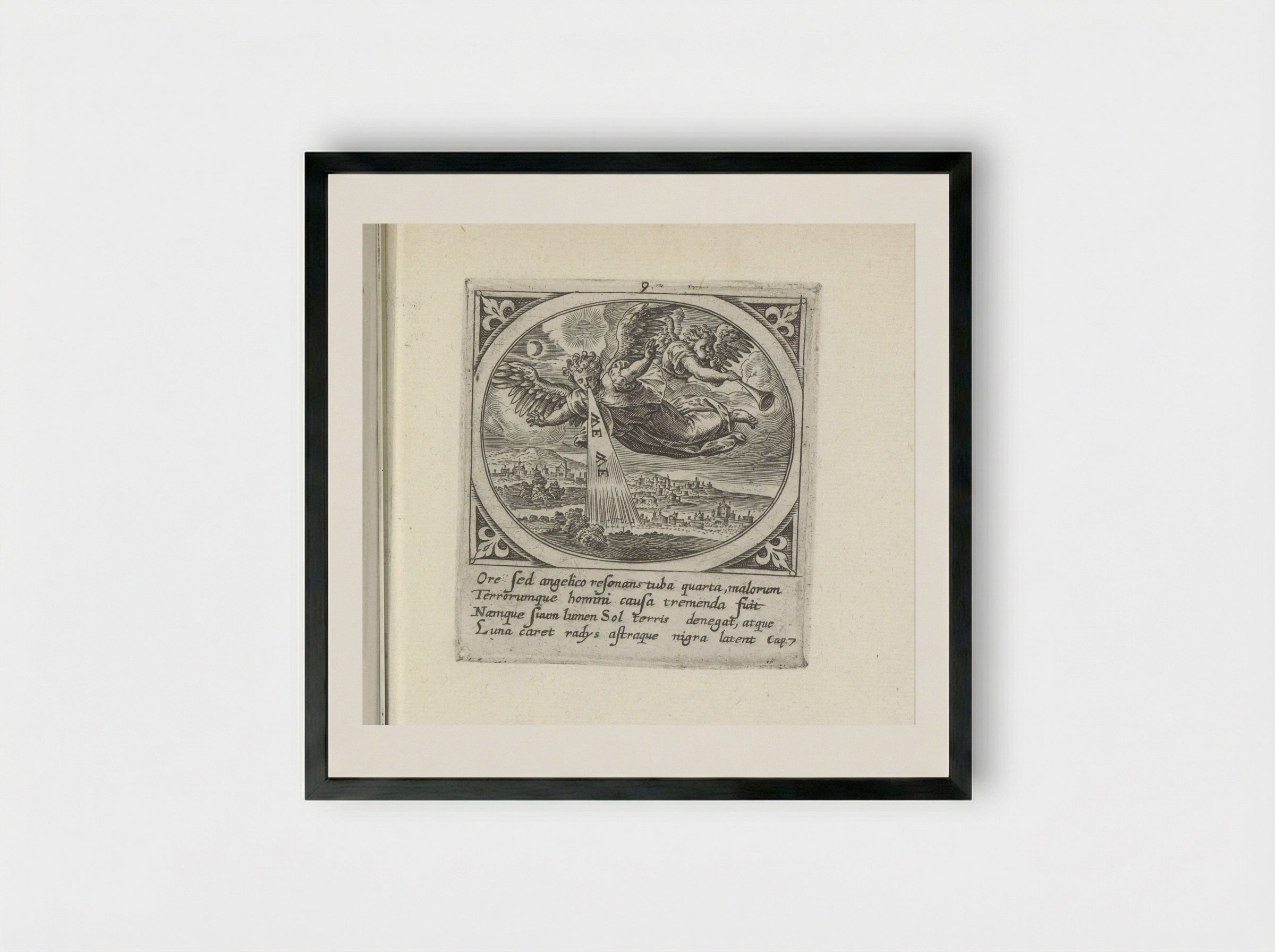 The Fourth Angel Sounds the Trumpet - Gerard de Jode - Framed Print Black