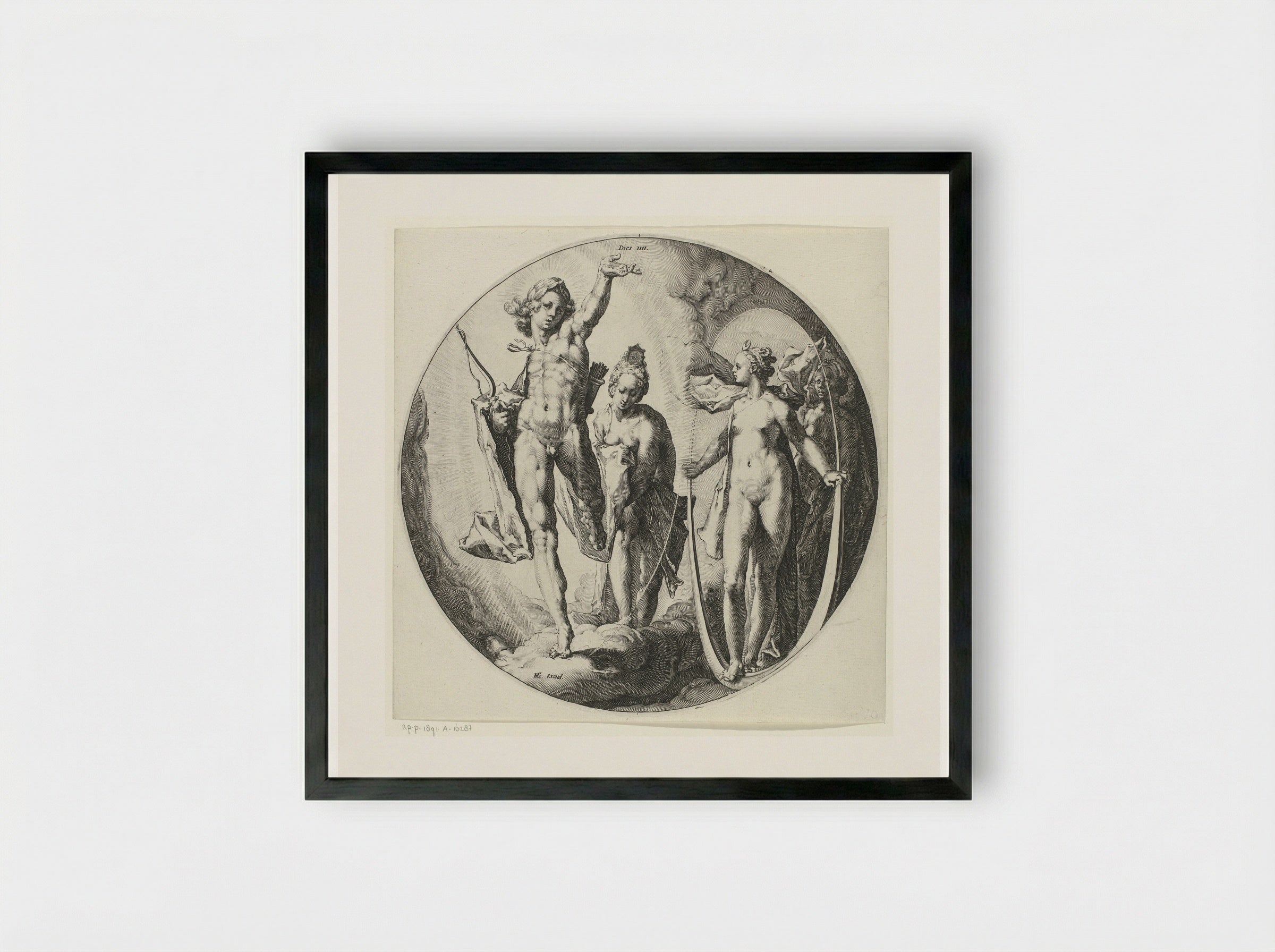 The Fourth Day of Creation: The Creation of the Sun, Moon and Stars - Jan Harmensz. Muller - Framed Print Black