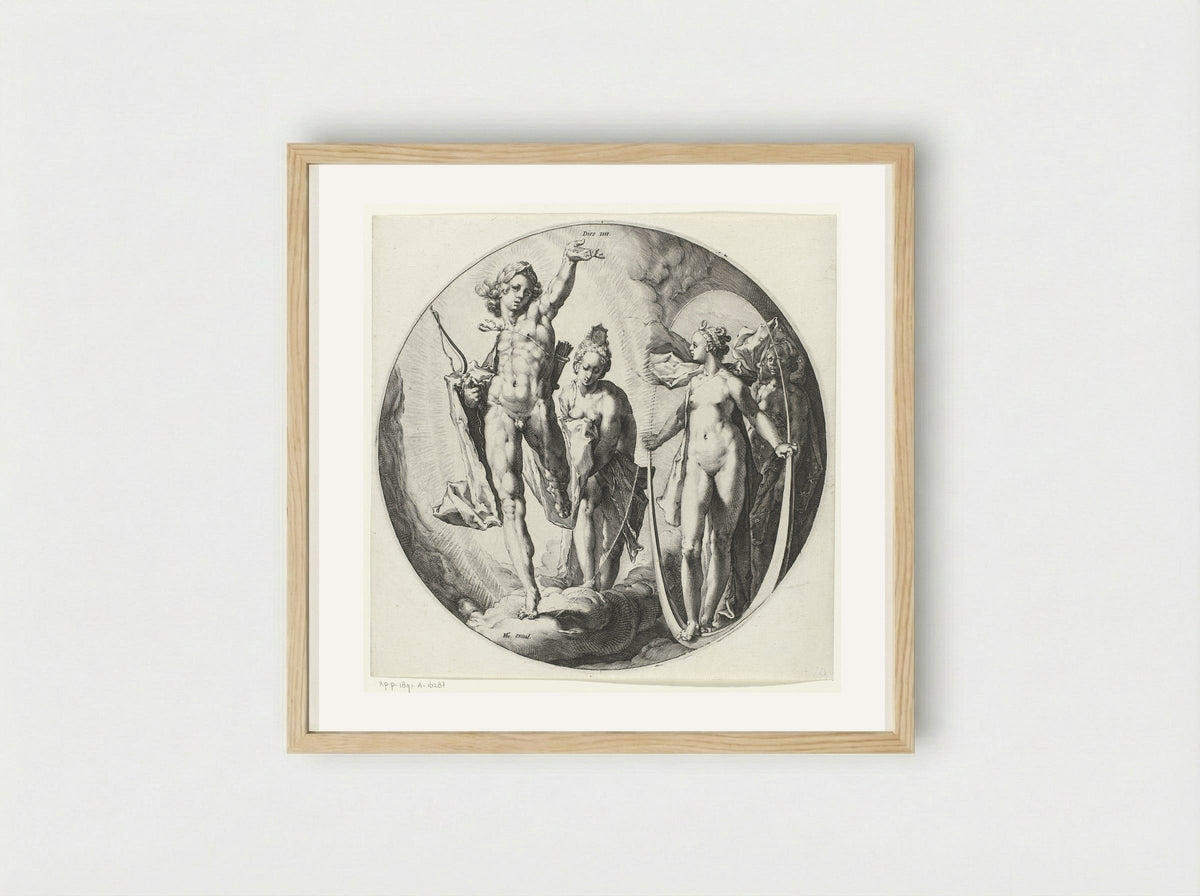 The Fourth Day of Creation: The Creation of the Sun, Moon and Stars - Jan Harmensz. Muller - Framed Print Wood