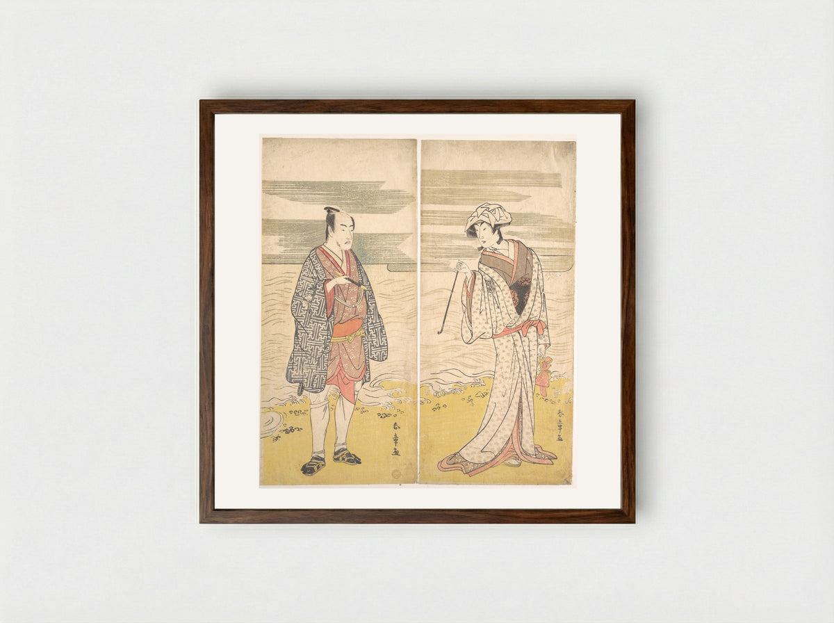 The Fourth Matsumoto Koshiro as a Man Dressed in a Short Kimono - Katsukawa Shunjō - Framed Print Dark Wood