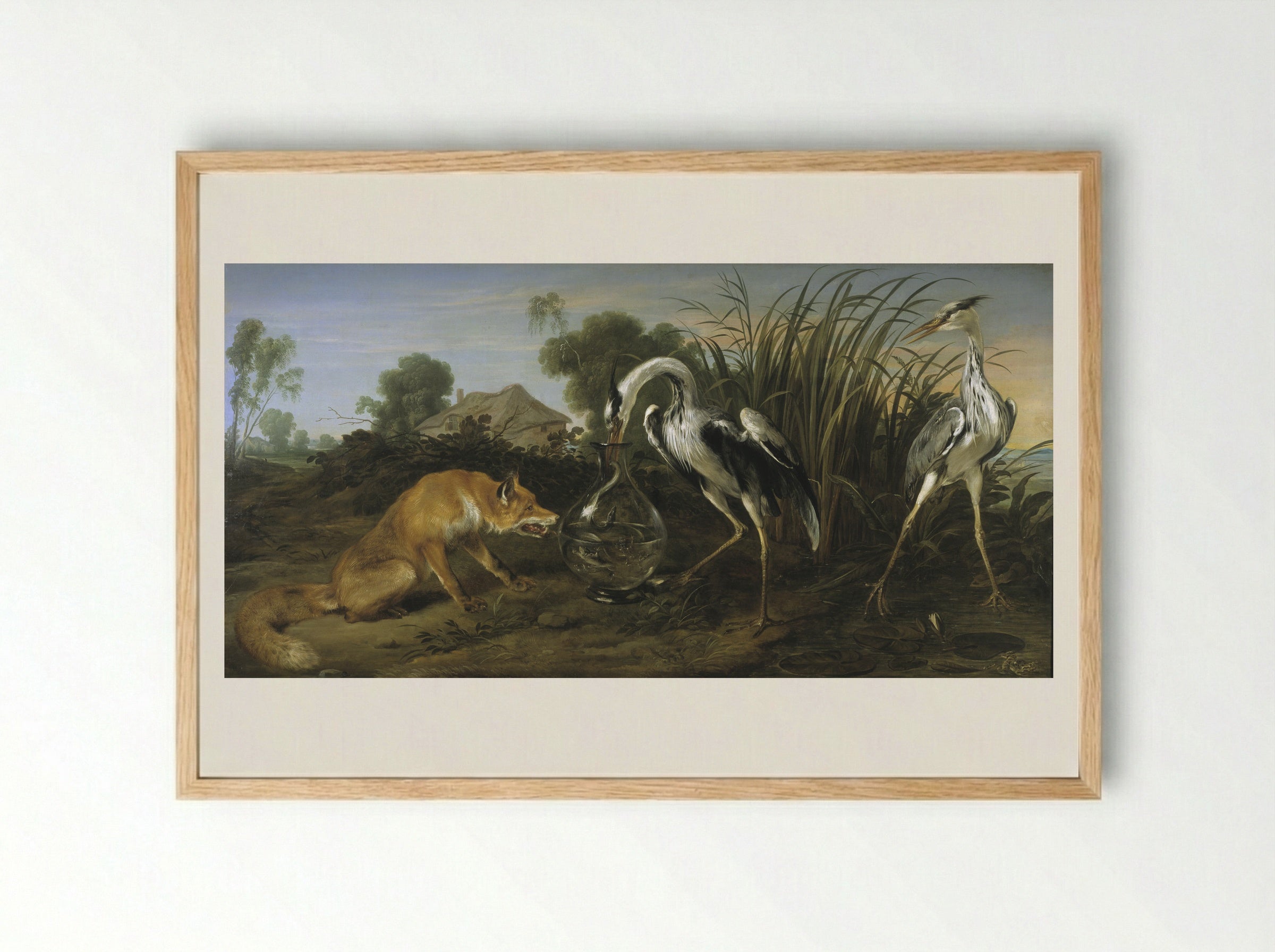 The Fox and the Heron - Frans Snyders - Framed Print Wood