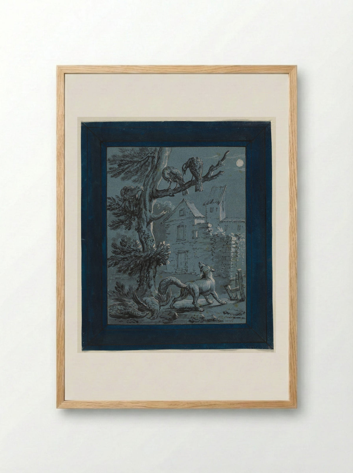 The Fox and the Turkey Hens - Jean-Baptiste Oudry - Framed Print Wood