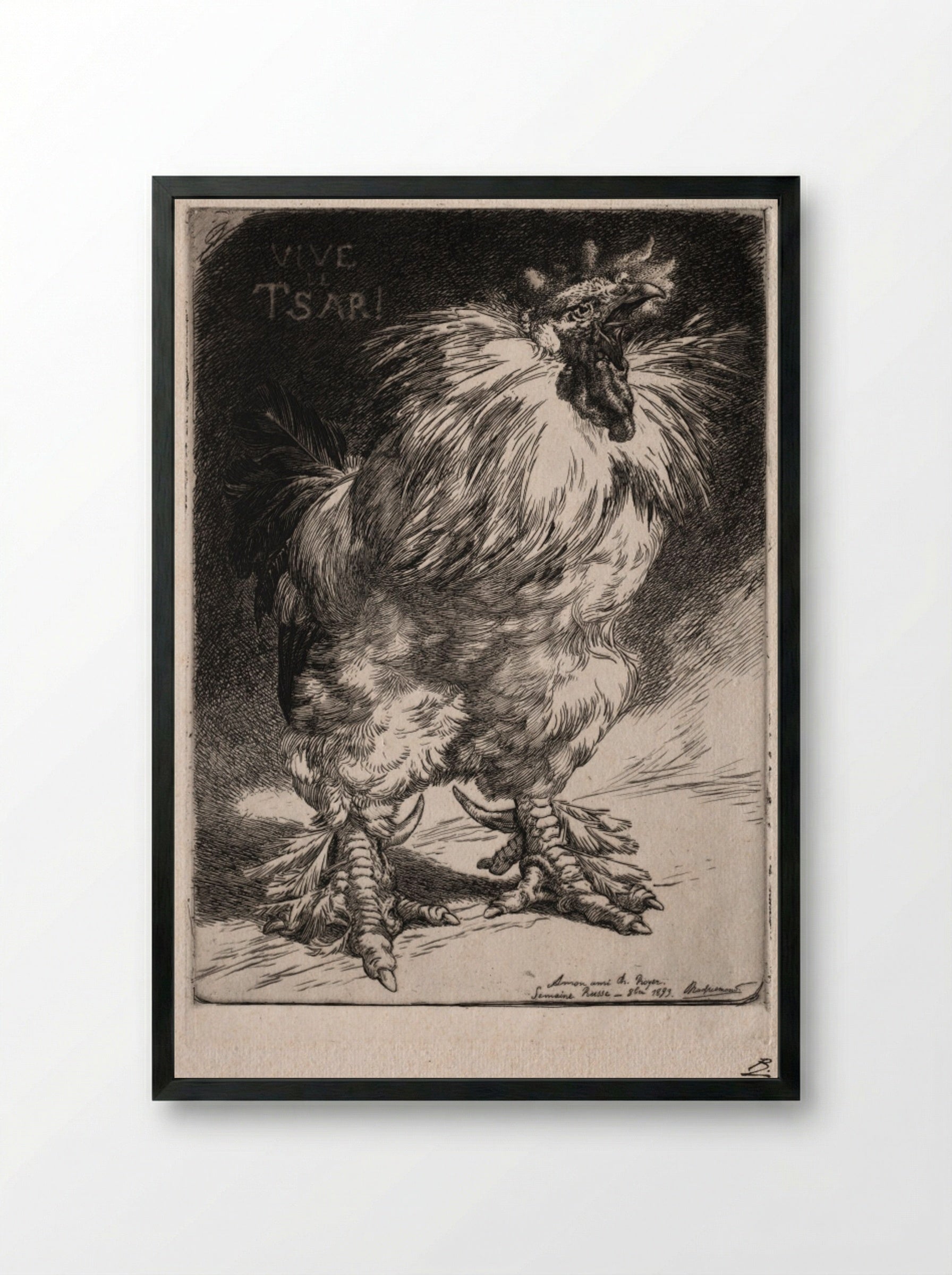 The French Cock - Félix Bracquemond - Framed Print Black