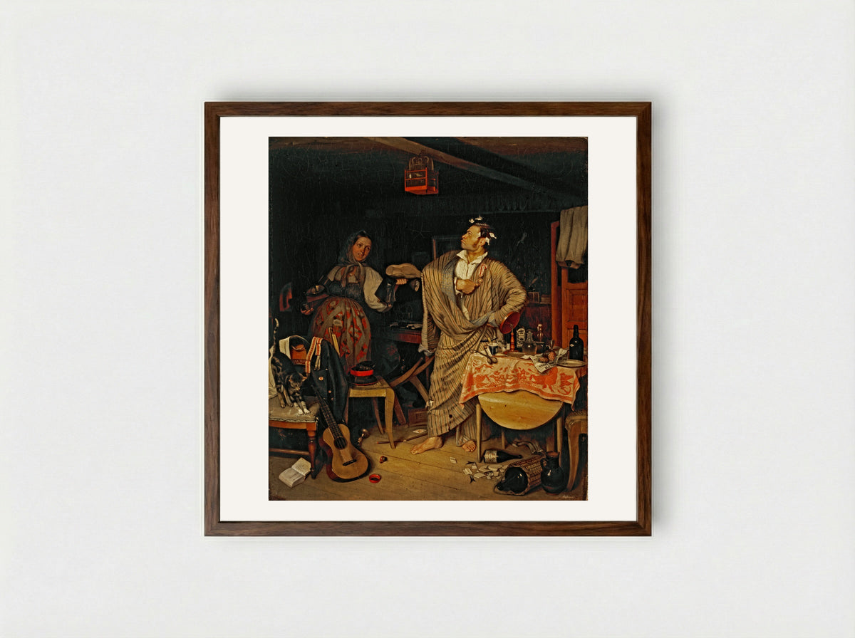 The Fresh Cavalier - Pavel Fedotov - Framed Print Dark Wood