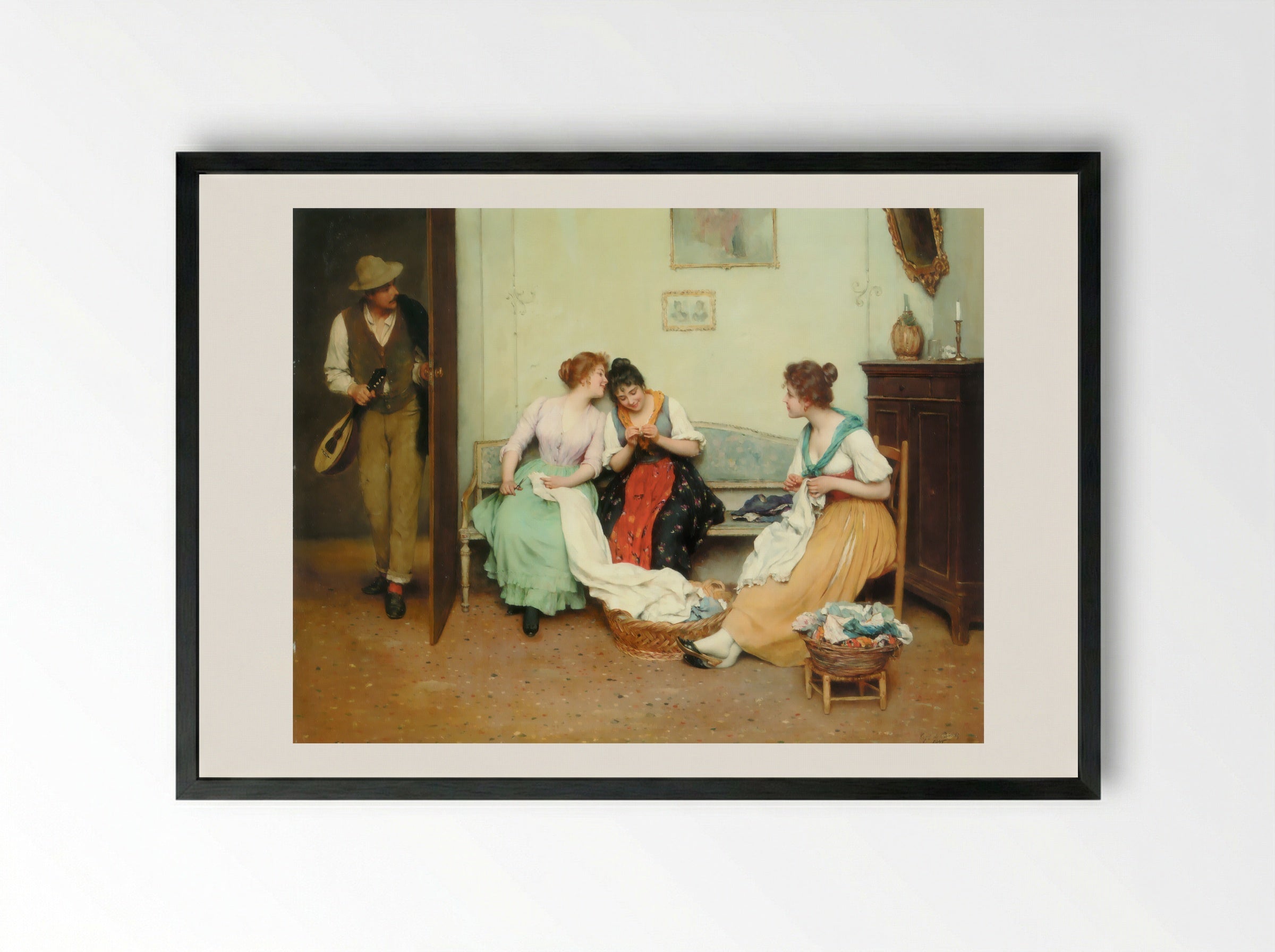 The Friendly Gossips - Eugene de Blaas - Framed Print Black