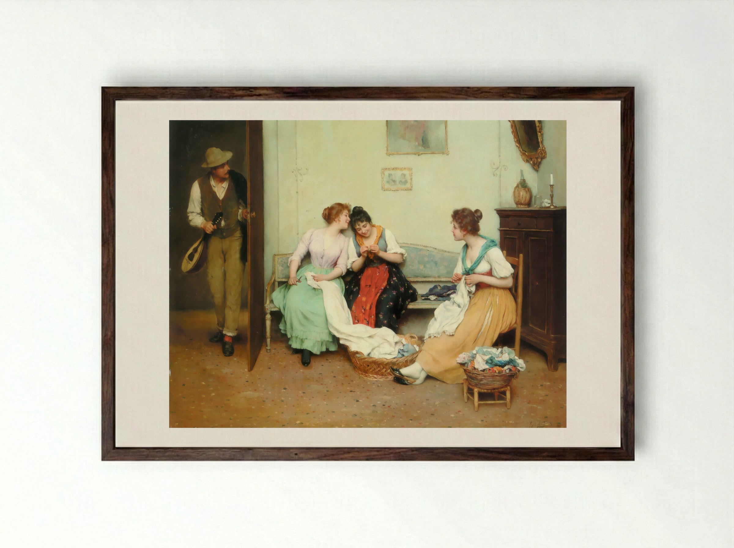 The Friendly Gossips - Eugene de Blaas - Framed Print Dark Wood